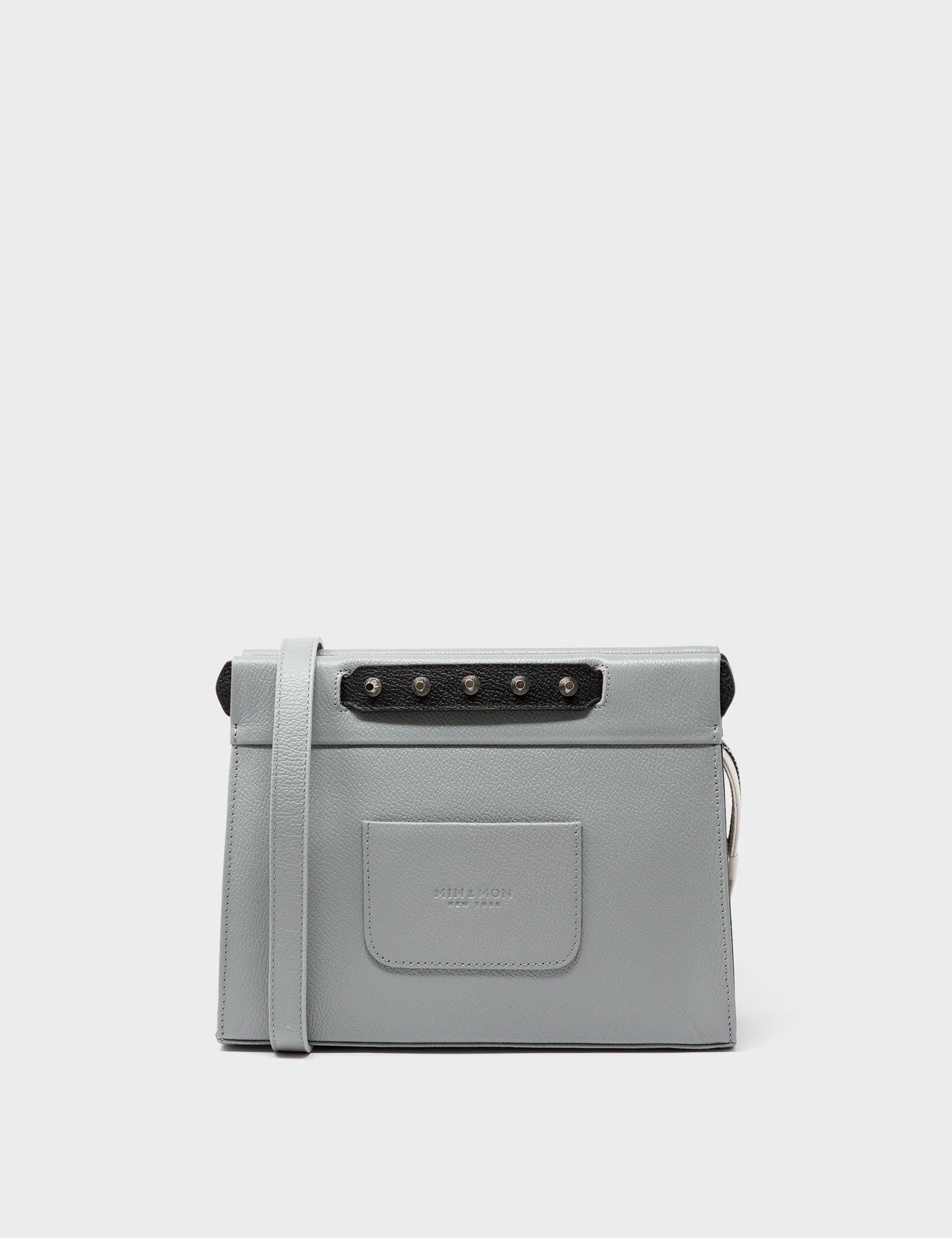 Vali Crossbody Small Gray Leather Bag - Tiger Rumble Embroidery - Back