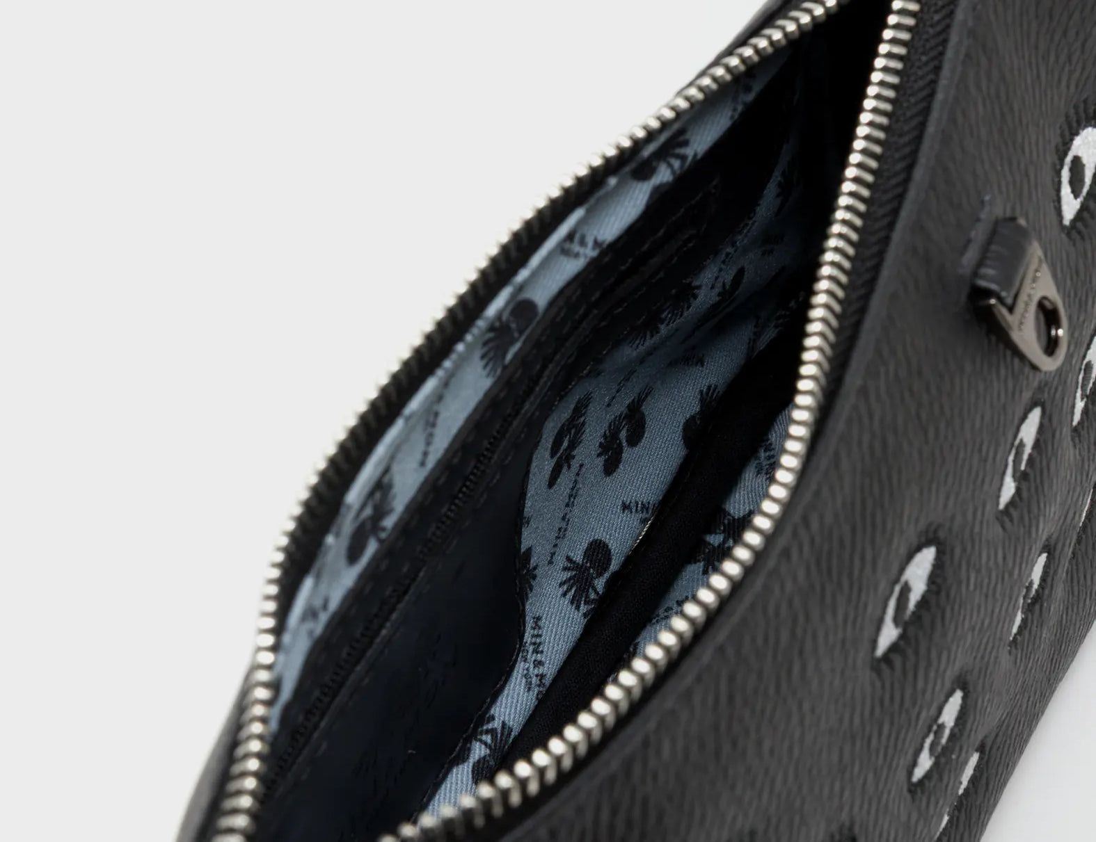 Lucas Hobo Mini Black Handbag - All Over Eyes Embroidery - Inside View