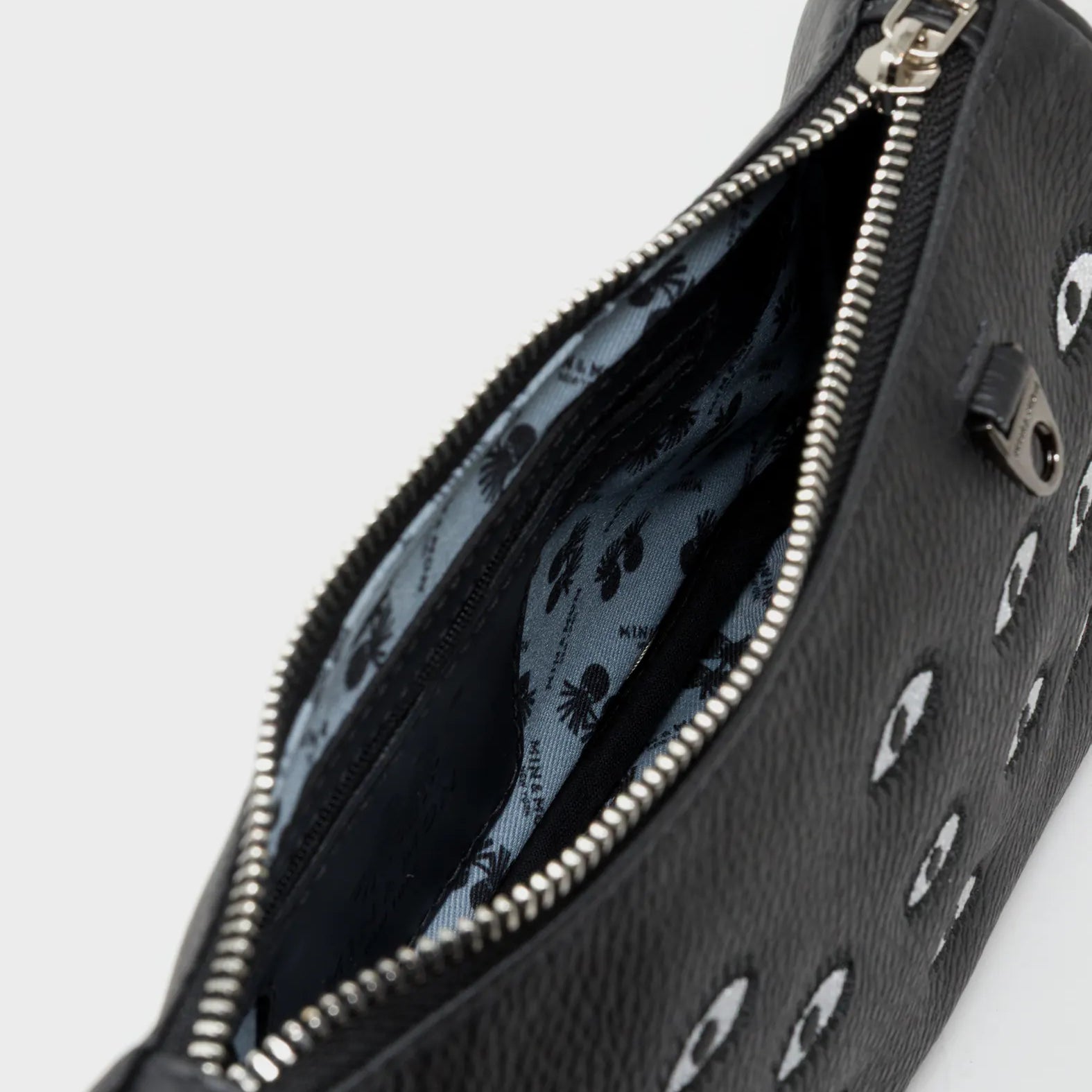 Lucas Hobo Mini Black Handbag - All Over Eyes Embroidery - Inside View