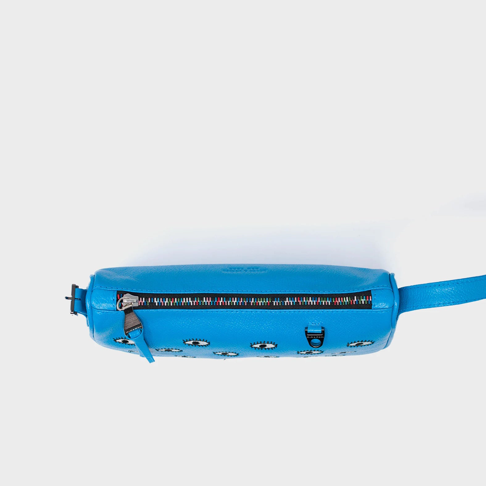 Lucas Hobo Mini Hawaii Blue Handbag - All Over Eyes Embroidery - Top View