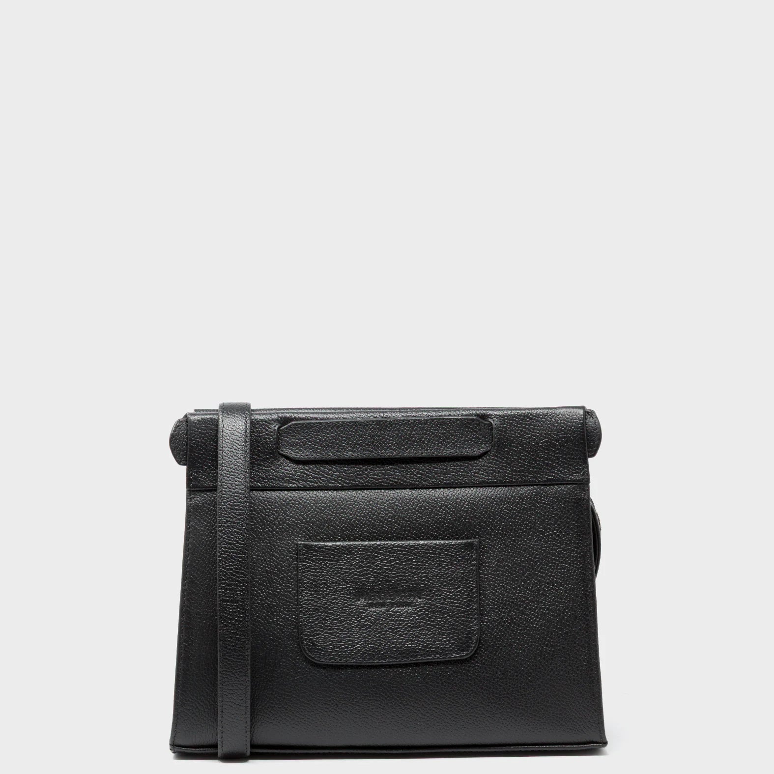 Vali Crossbody Small Black Leather Bag - Eyes Applique Adjustable Handle - Back