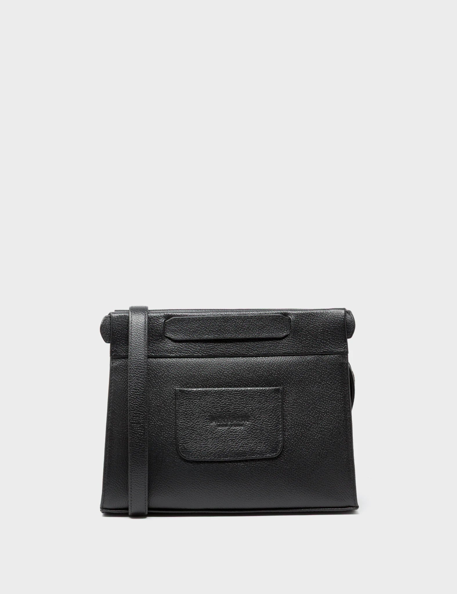 Vali Crossbody Small Black Leather Bag - Eyes Applique Adjustable Handle - Back