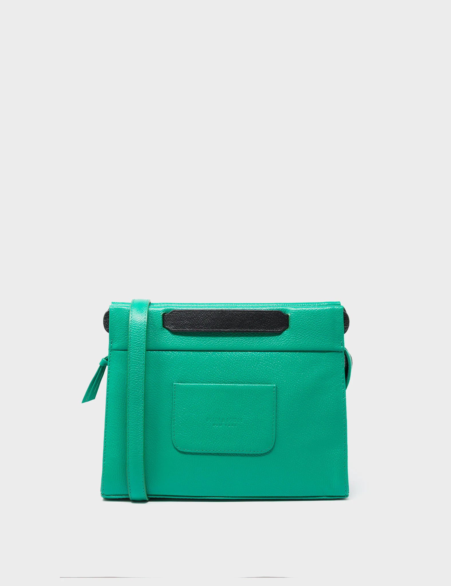 Vali Crossbody Small Deep Green Leather Bag - Eyes Applique Adjustable Handle - Back View