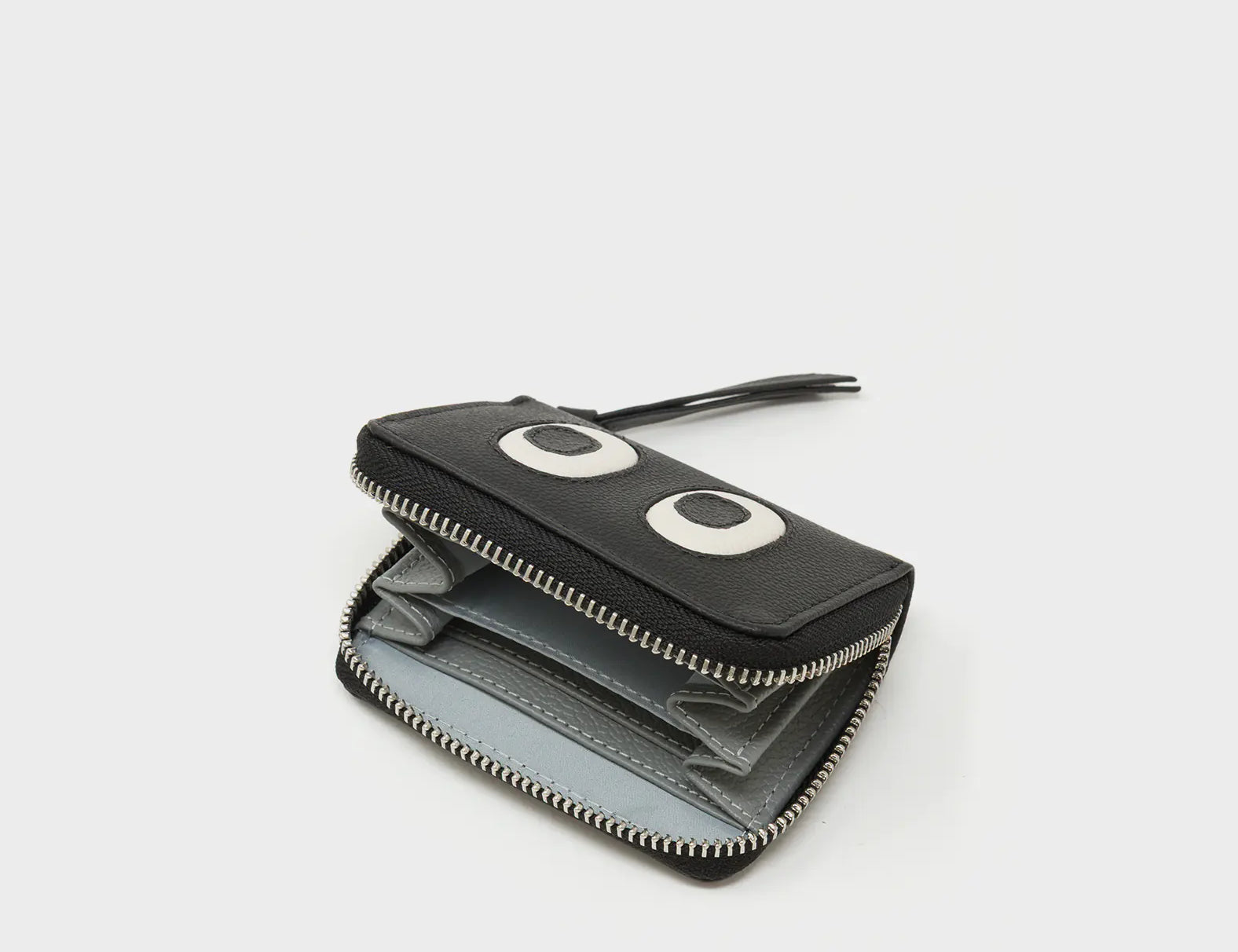 Frodo Black Leather Zip Around Wallet - Look Up - Open