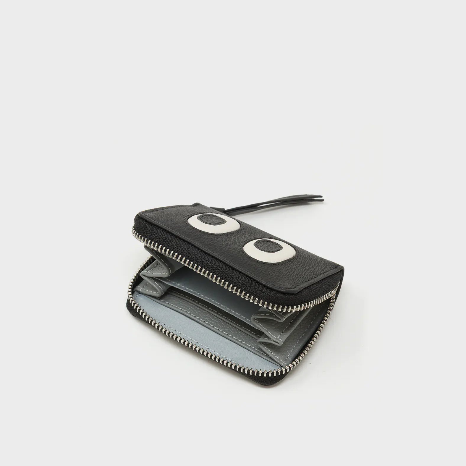 Frodo Black Leather Zip Around Wallet - Look Up - Open