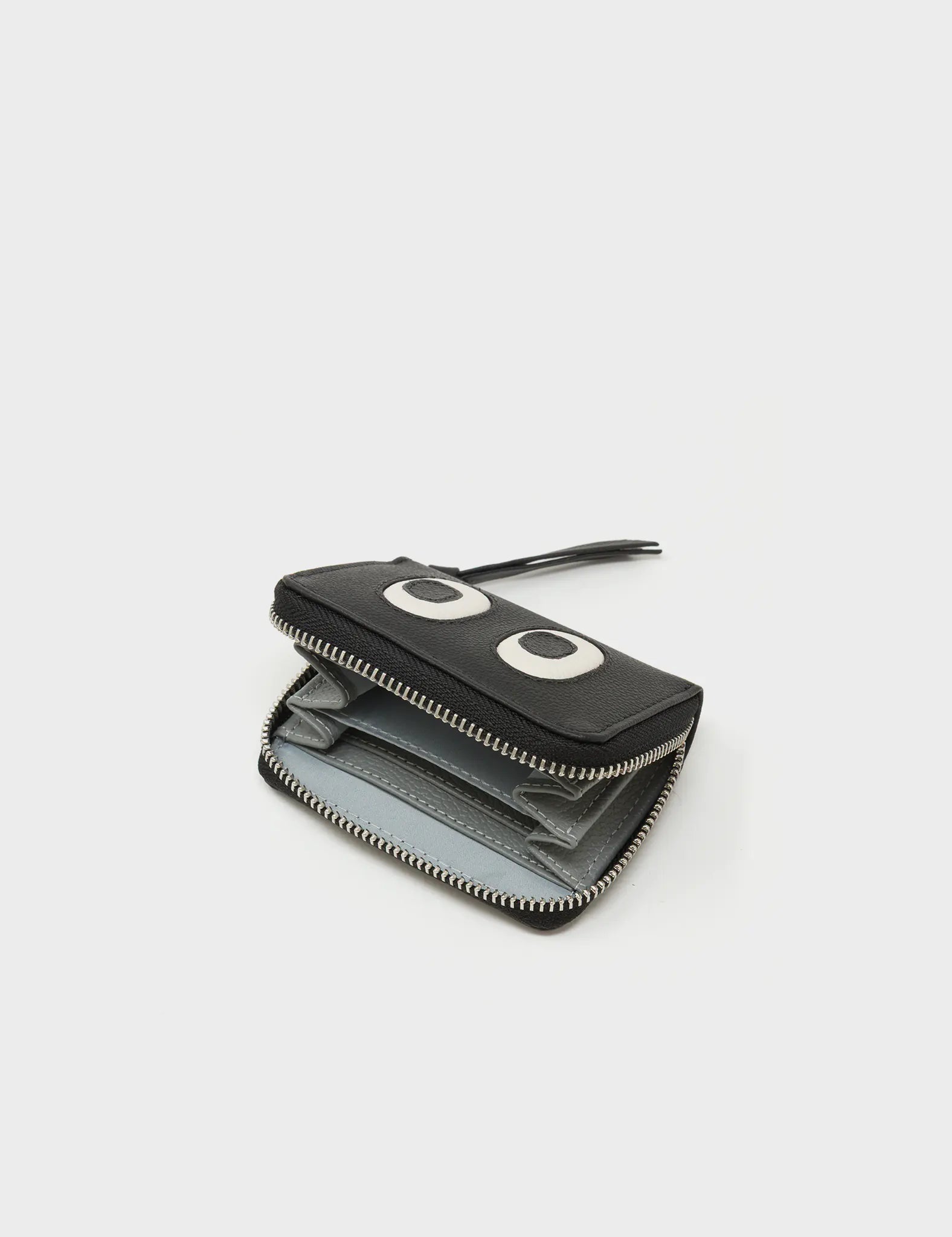 Frodo Black Leather Zip Around Wallet - Look Up - Open