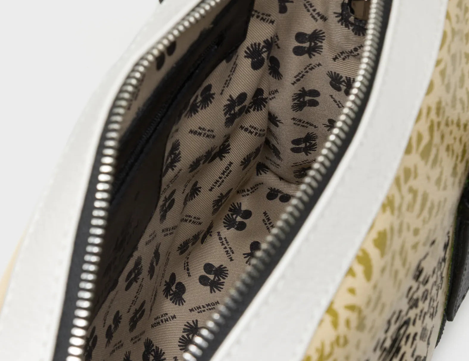 Esther Taos Taupe Satchel Bag - Retro Tiger Design - Inside View