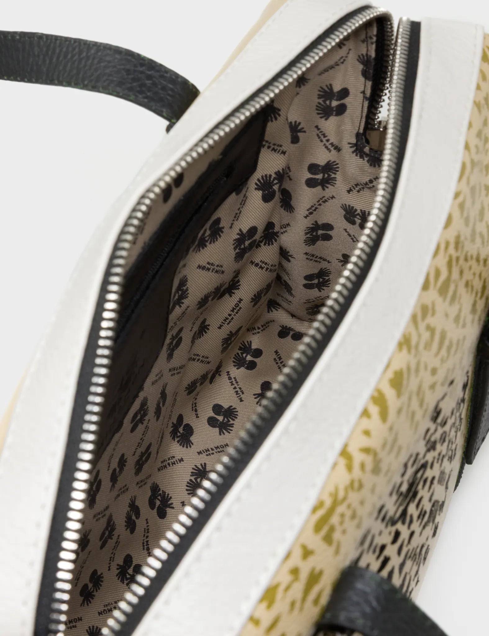 Esther Taos Taupe Satchel Bag - Retro Tiger Design - Inside View