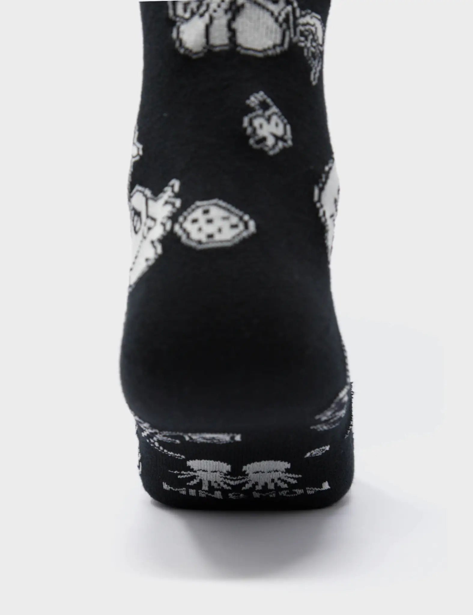 Black Socks - Flowers Motive - Back View