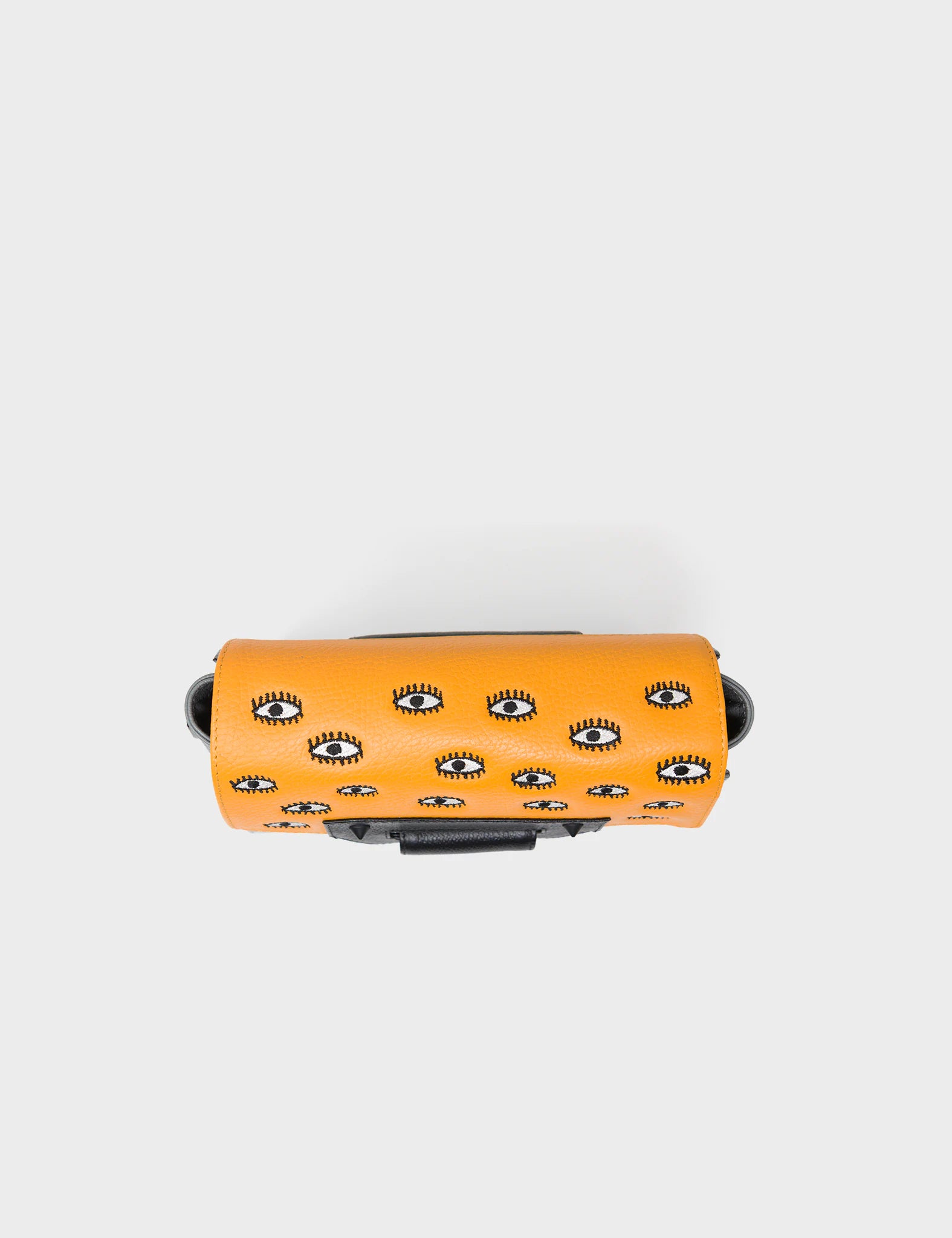 Cael Flamingo Orange and Gray Mini Shoulder Bag - All Over Eyes Embroidery - Top View