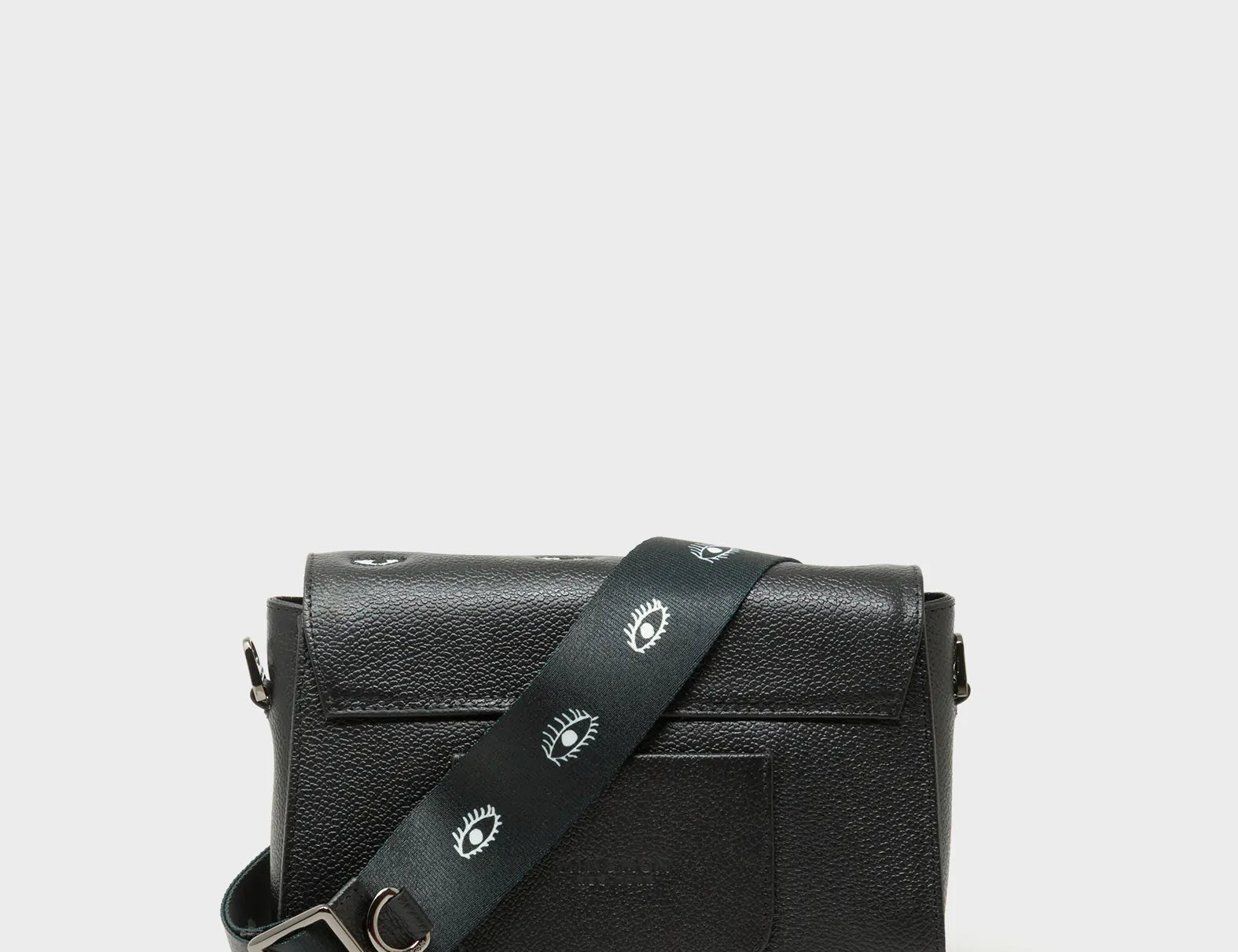 Cael Black and Moonwalk Gray Mini Shoulder Bag - All Over Eyes Embroidery - Back View