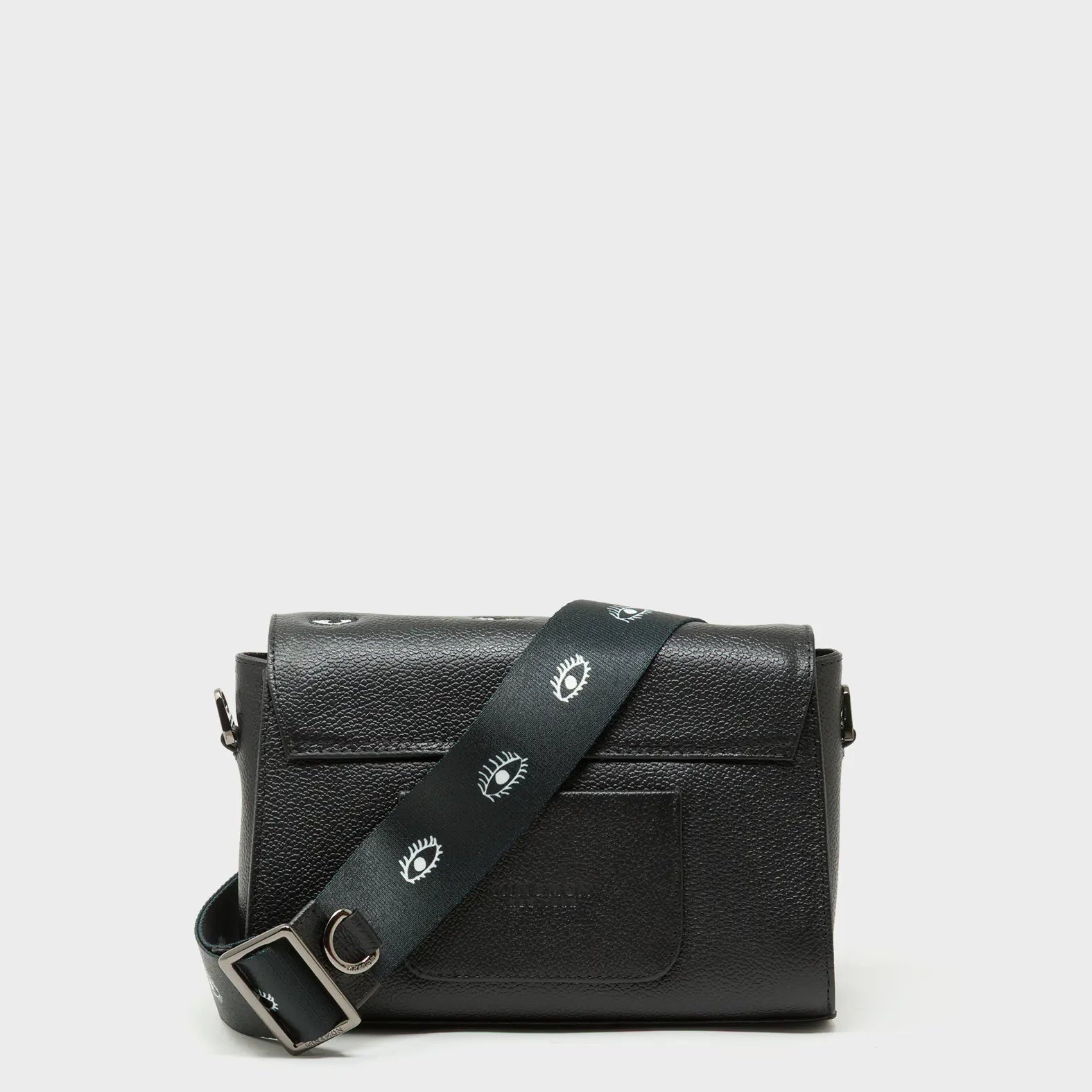 Cael Black and Moonwalk Gray Mini Shoulder Bag - All Over Eyes Embroidery - Back View