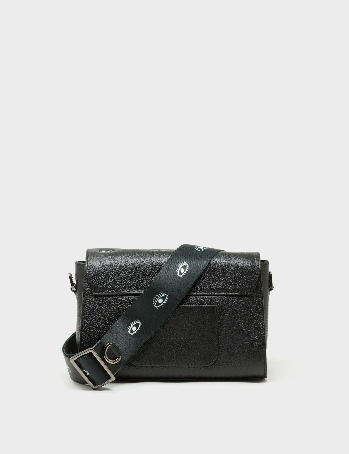 Cael Black and Moonwalk Gray Mini Shoulder Bag - All Over Eyes Embroidery - Back View