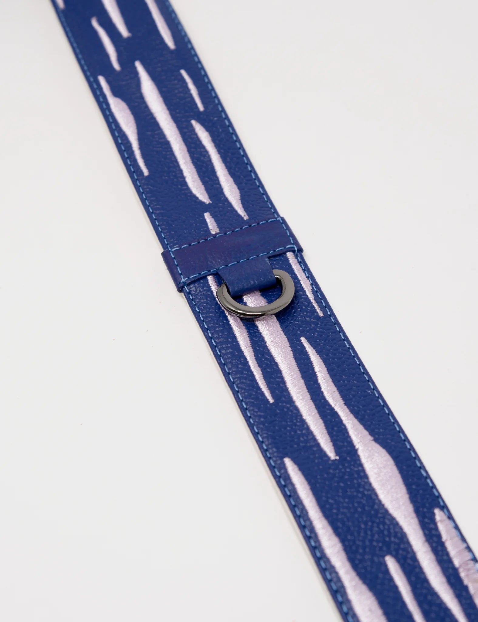 Detachable Royal Blue Leather Shoulder Strap - Clouds Embroidery - Detail 
