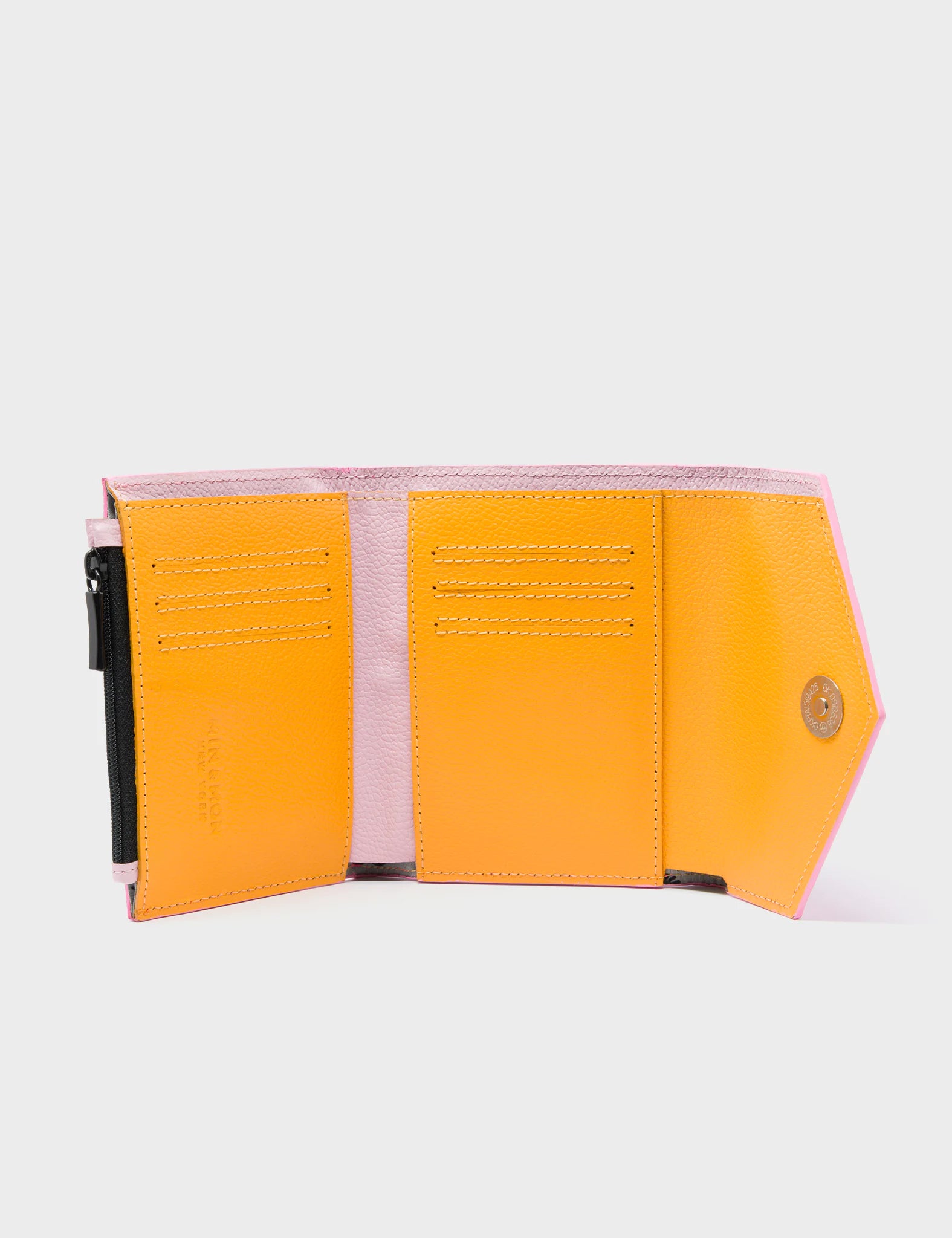 Fiona Bubblegum Pink Leather Wallet - El Trópico Print Design - Open 