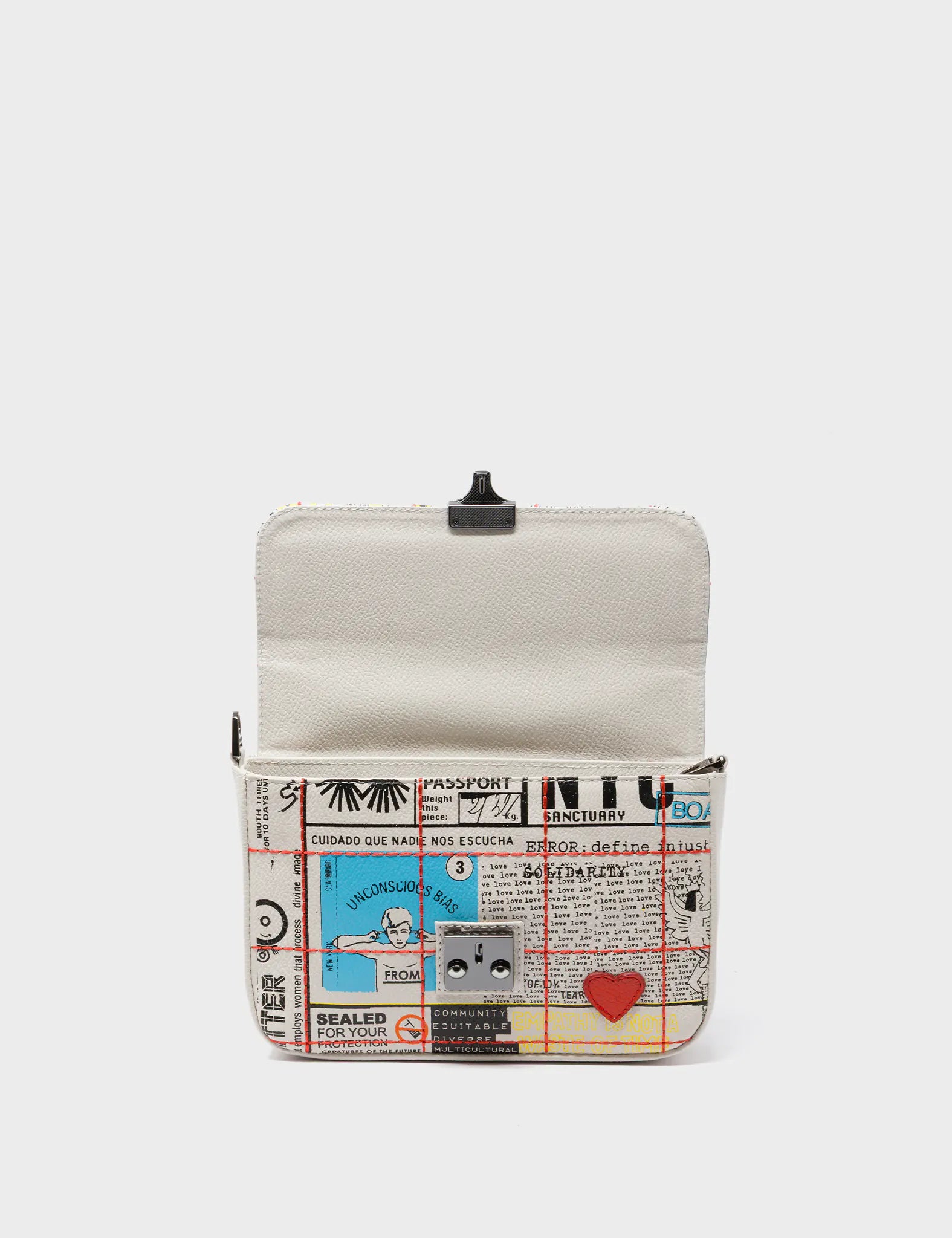 Amantis Cream Leather Crossbody Mini Handbag - Kind Type Design - Open View