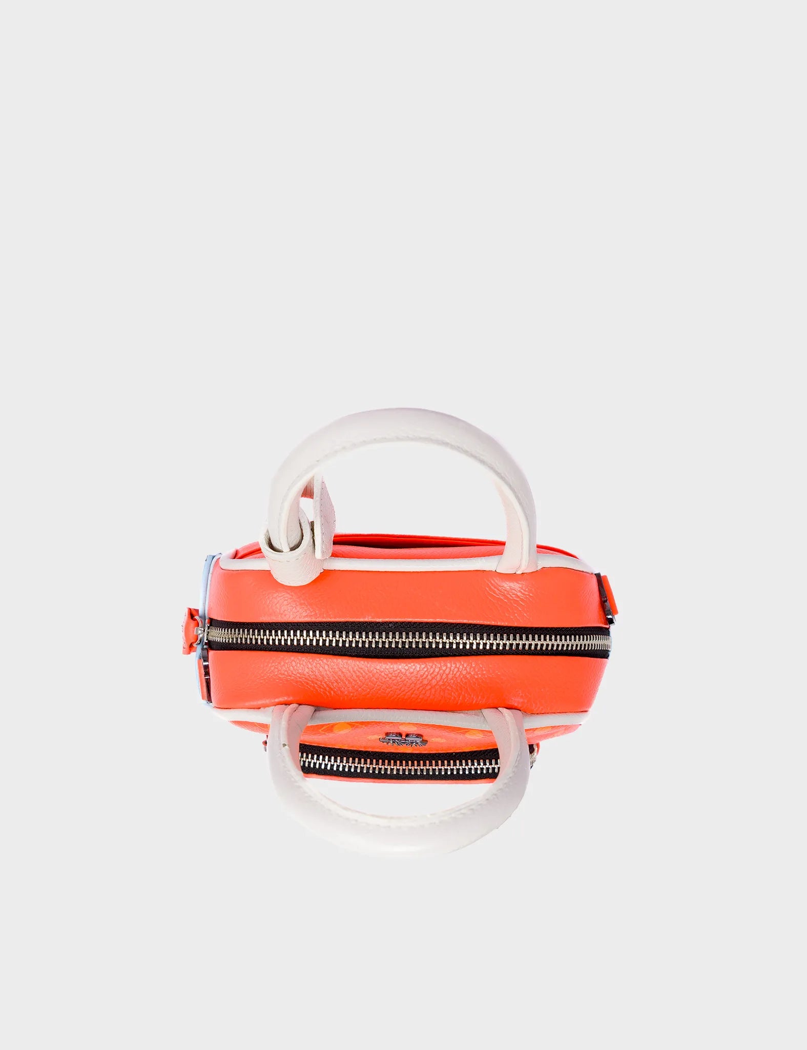 Small Crossbody Neon Orange Leather Bag - Eyes Pattern Printed - Top 