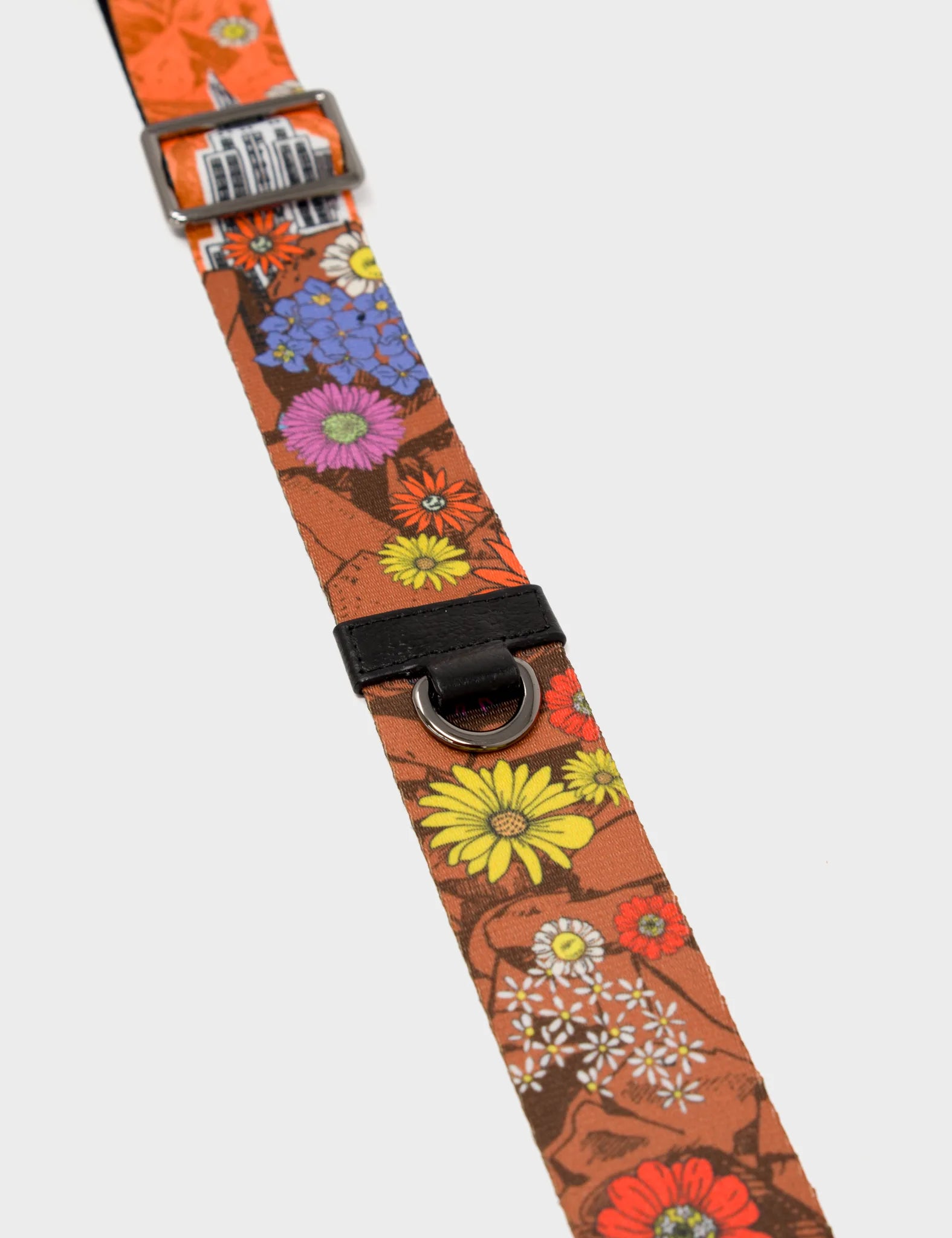 Detachable Black And  Blue Nylon Strap - Clouds and Flowers Design - Detail 