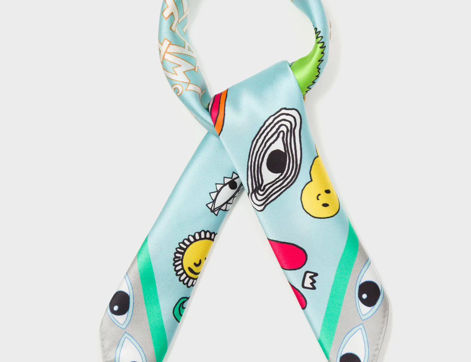 Blue Silk Scarf - Dreams Can Come True - Tied