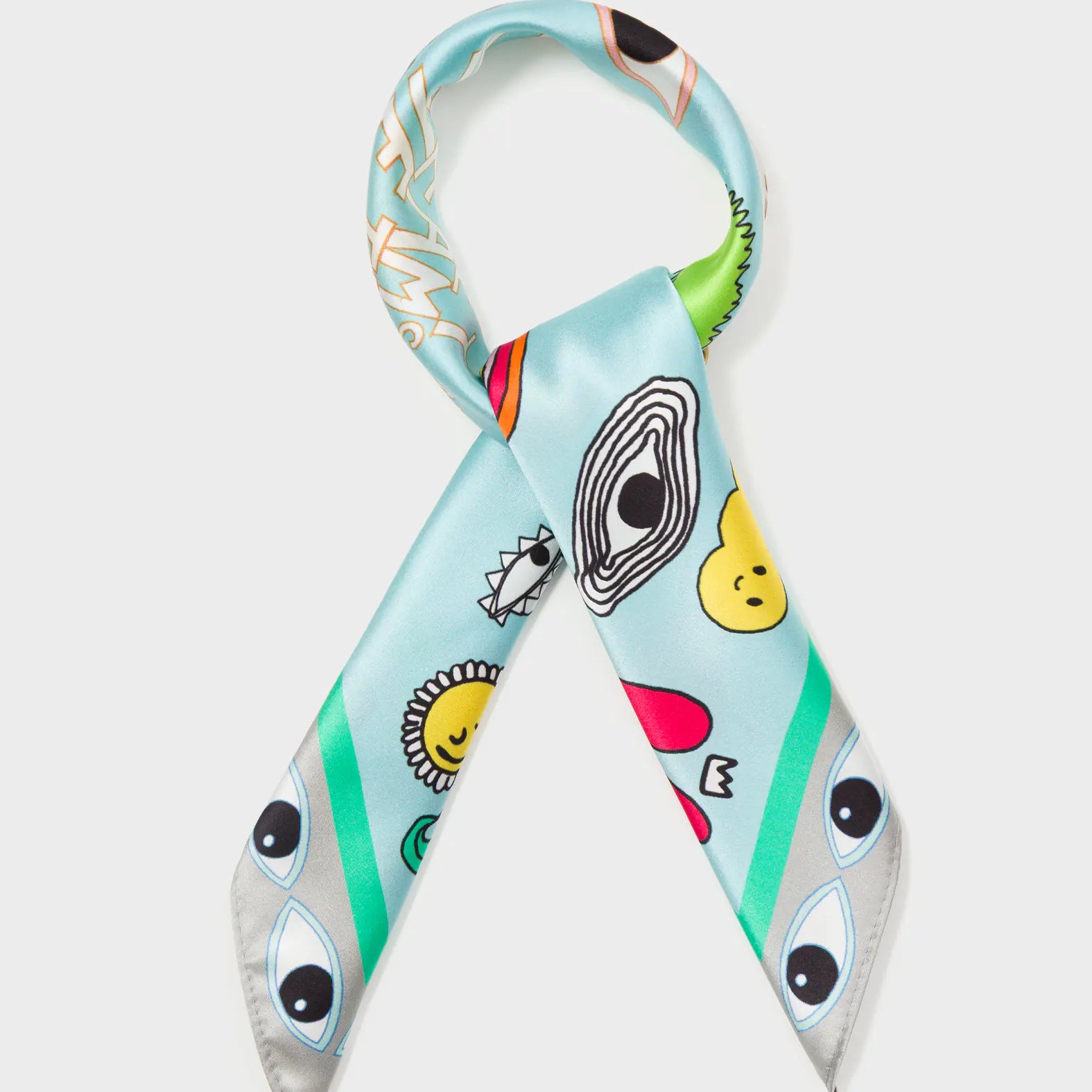 Blue Silk Scarf - Dreams Can Come True - Tied