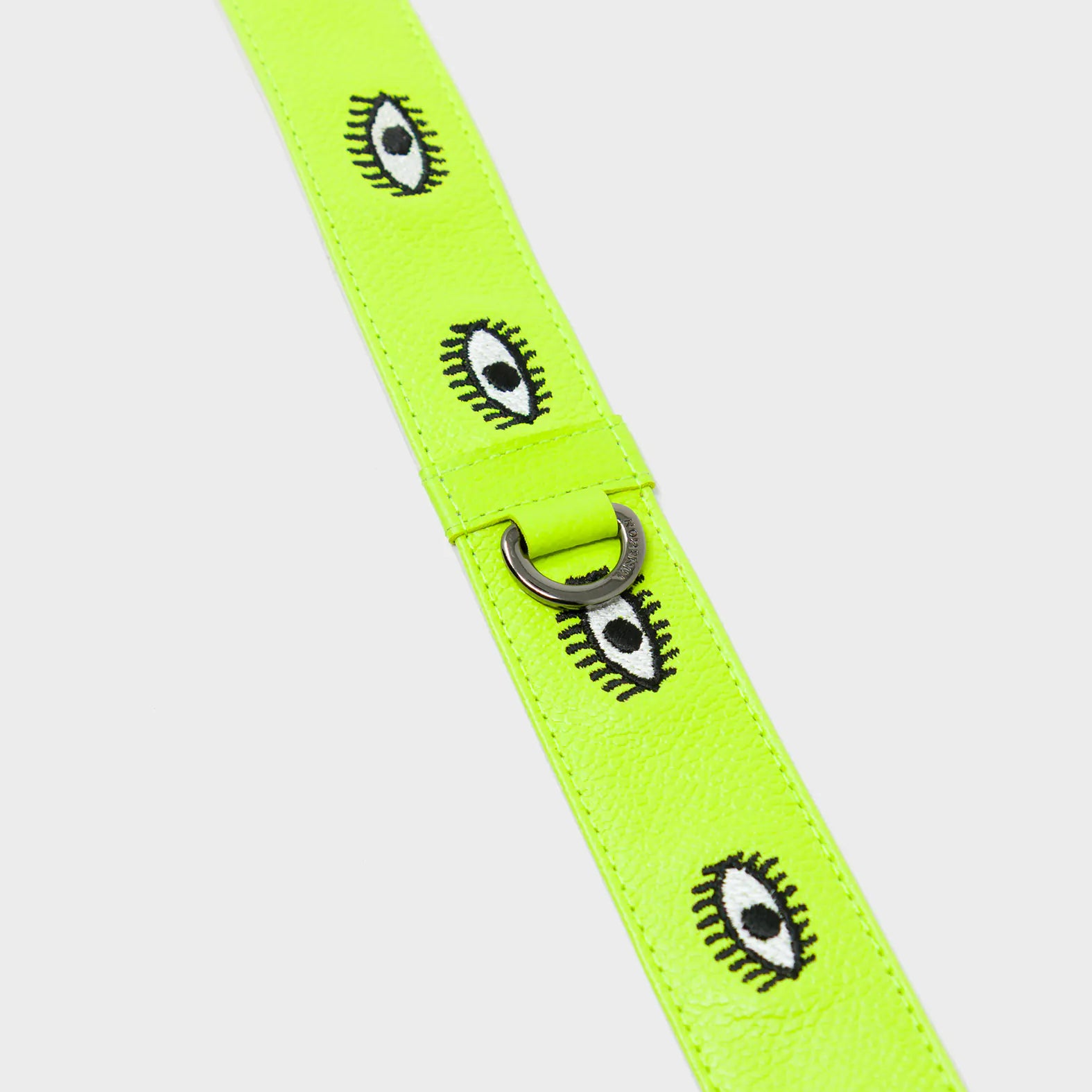 Detachable Sharp Green Leather Shoulder Strap - All Over Eyes Embroidery - Detail