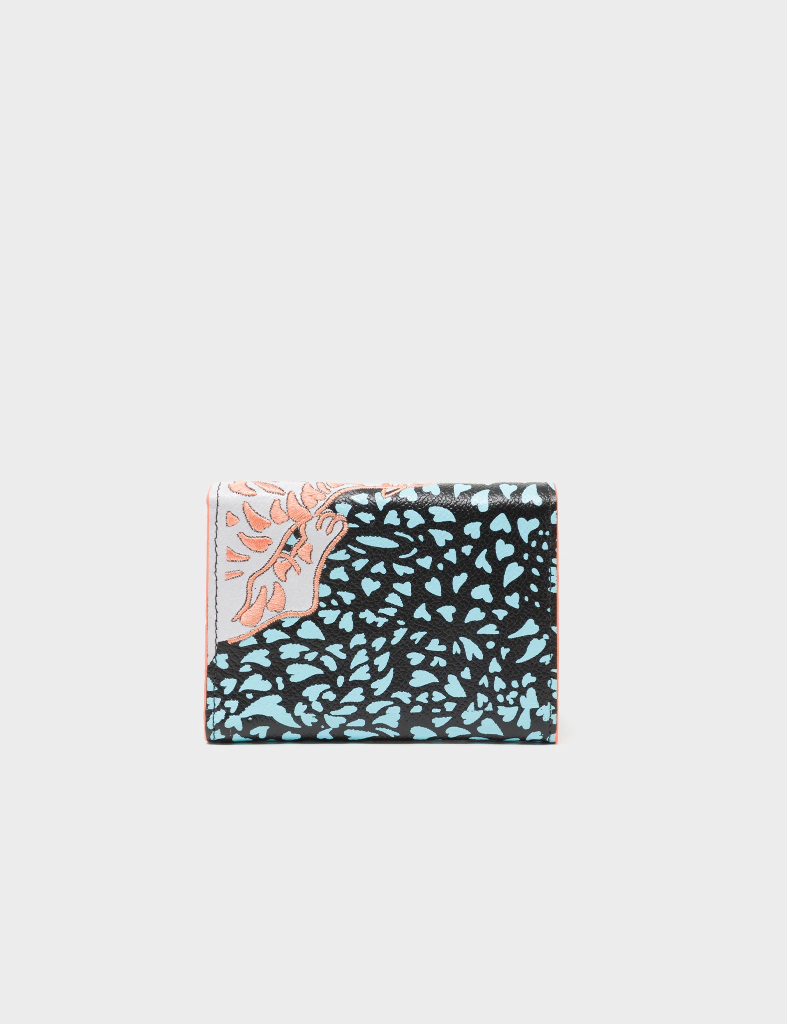 Fiona Black Leather Wallet - Retro Tiger Embroidery - Back