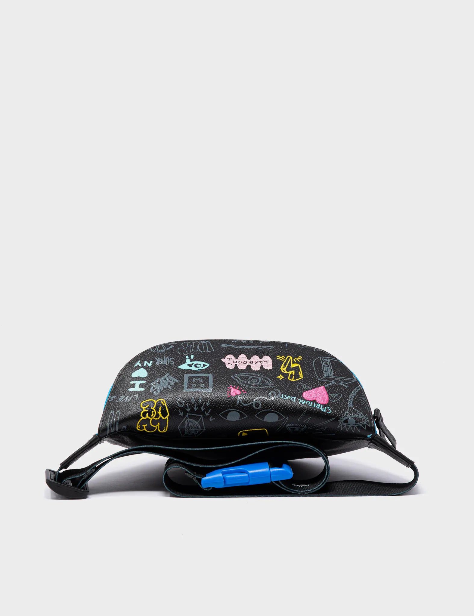 Harold Fanny Pack Black Leather - Urban Doodles Design - Top View