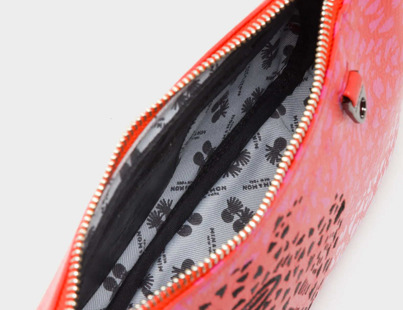 Lucas Hobo Mini Poppy Red Handbag - Retro Tiger Embroidery - Inside View