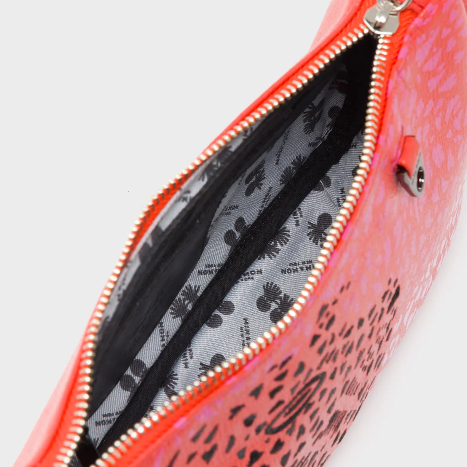 Lucas Hobo Mini Poppy Red Handbag - Retro Tiger Embroidery - Inside View
