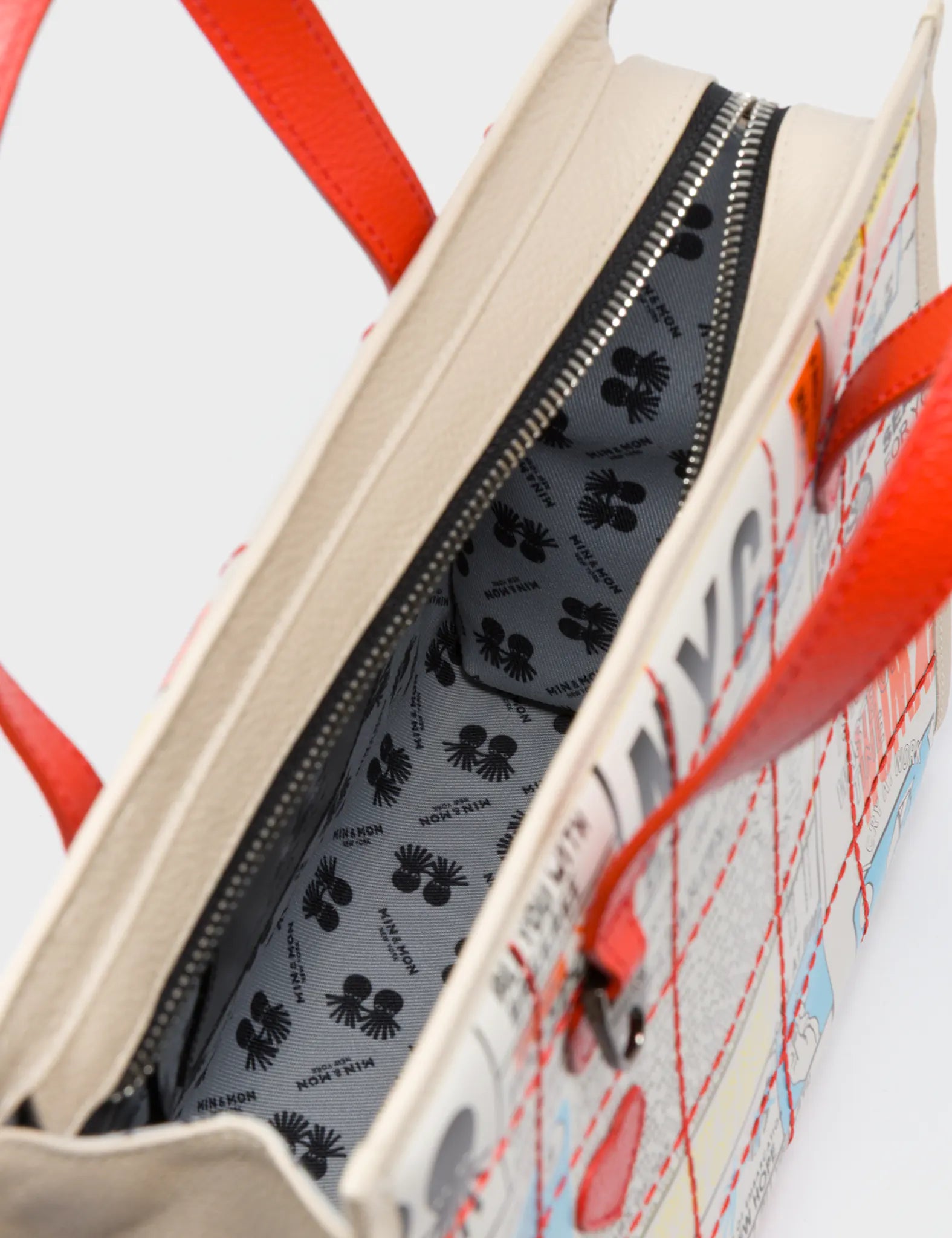 Simon Cream Leather Medium Handbag - Kind Type Design - Open View