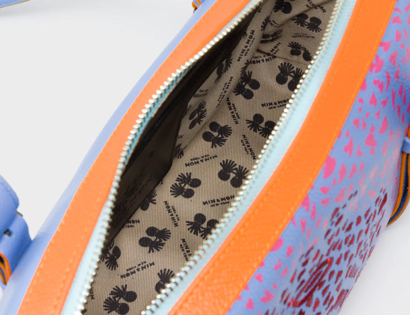 Esther Vista Blue Satchel Mini Bag - Retro Tiger Embroidery - Inside View