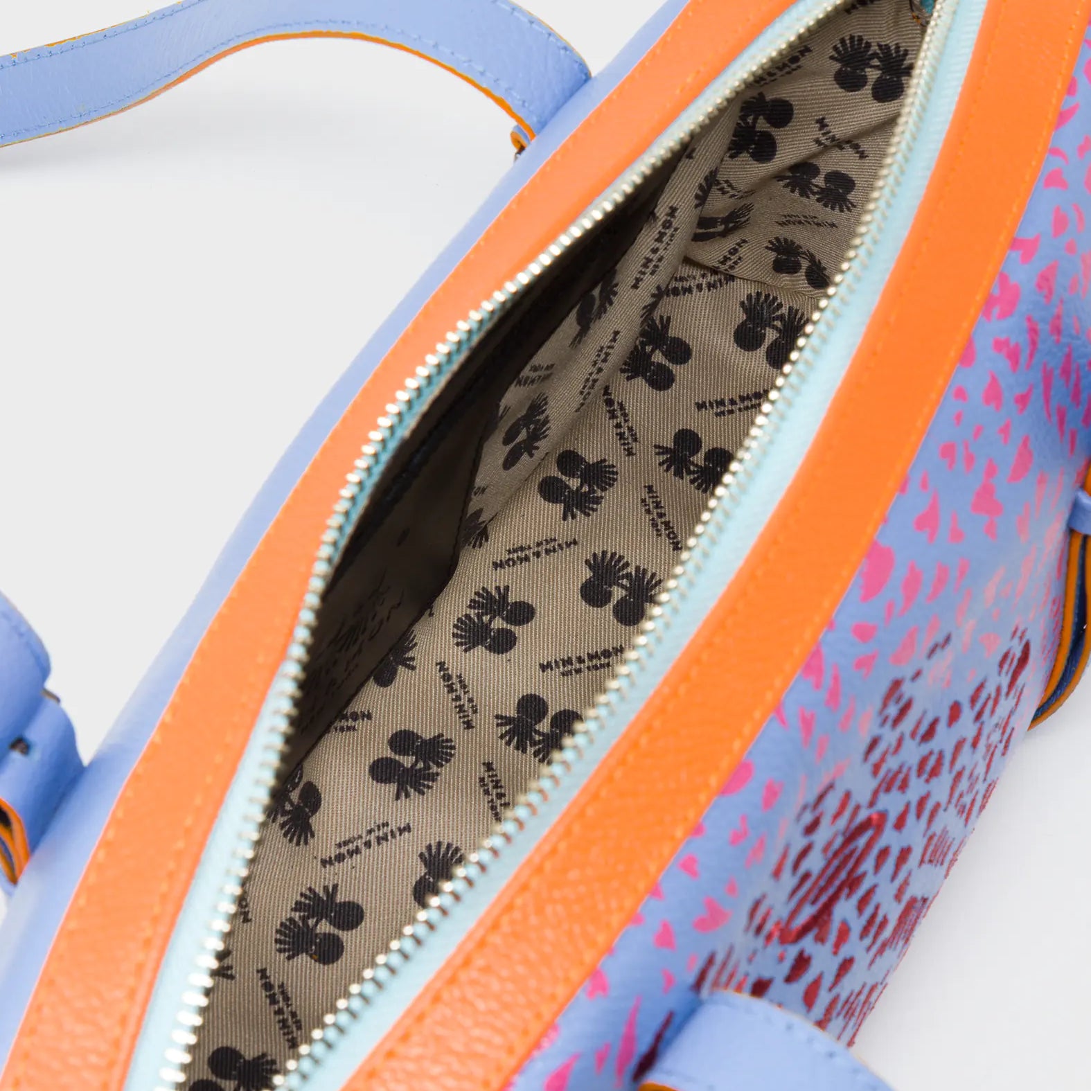 Esther Vista Blue Satchel Mini Bag - Retro Tiger Embroidery - Inside View