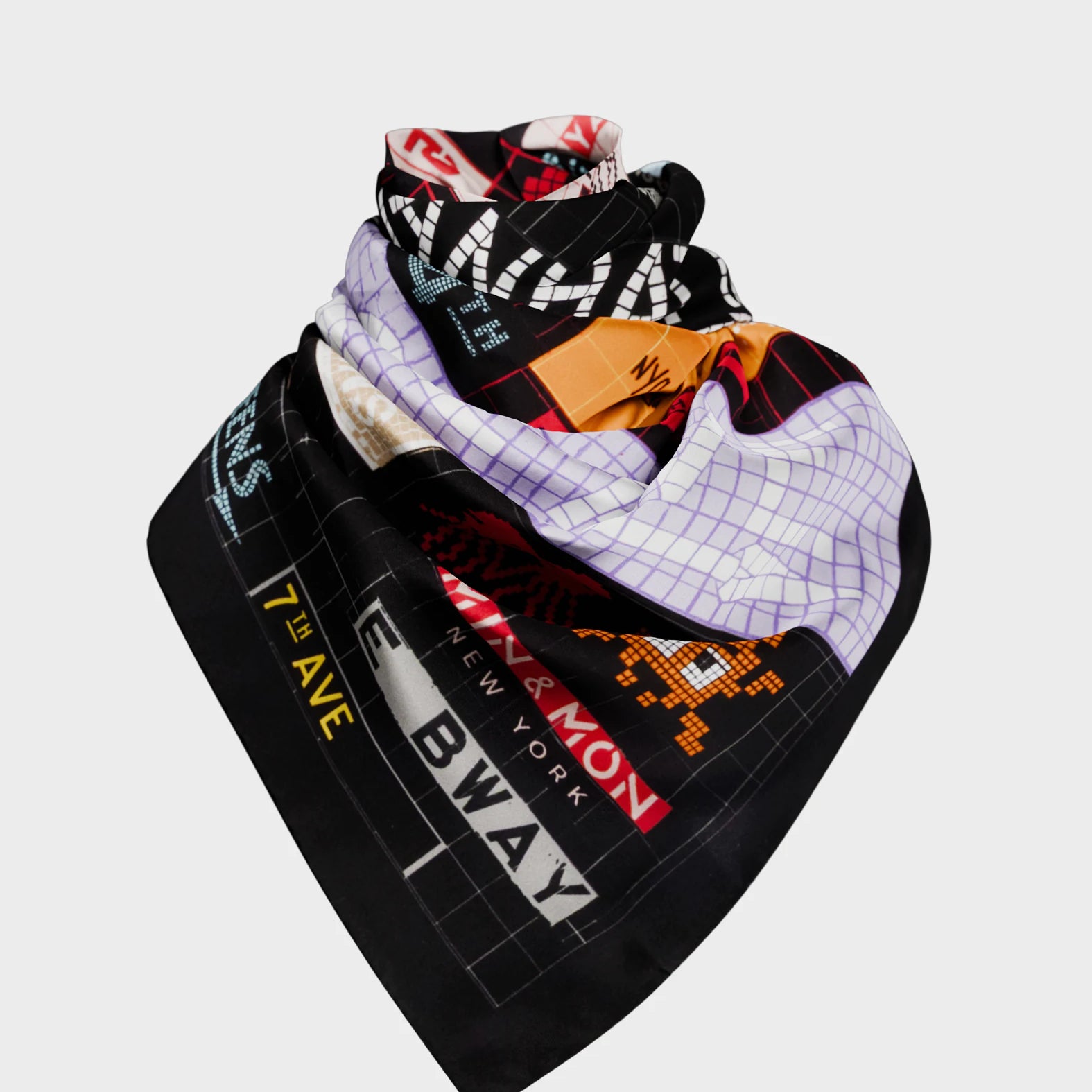 Black Silk Scarf - Subway Stories - Wrapped