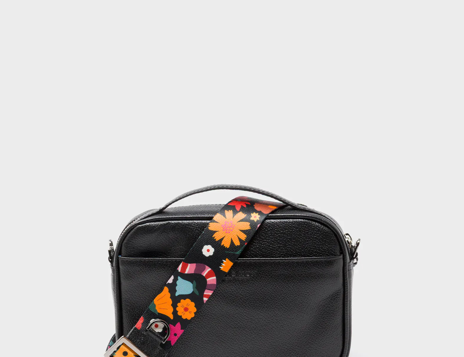 Verto Black Leather Crossbody Bag - Winged Tiger Embroidery - Back View