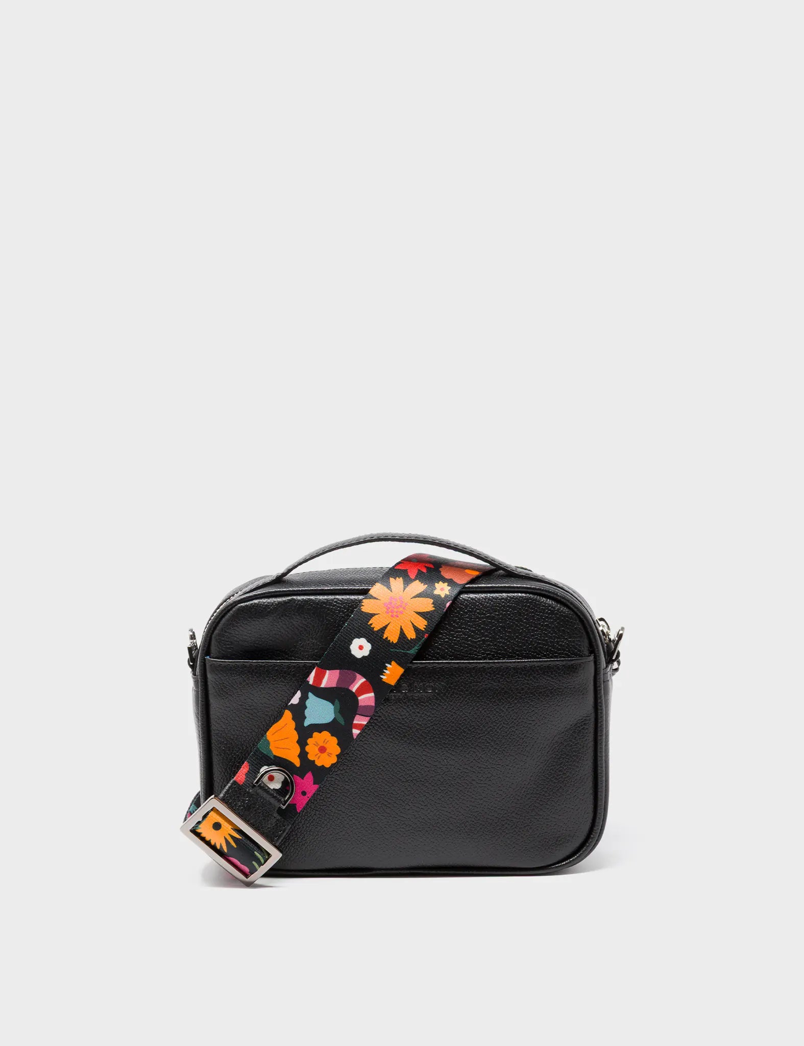 Verto Black Leather Crossbody Bag - Winged Tiger Embroidery - Back View