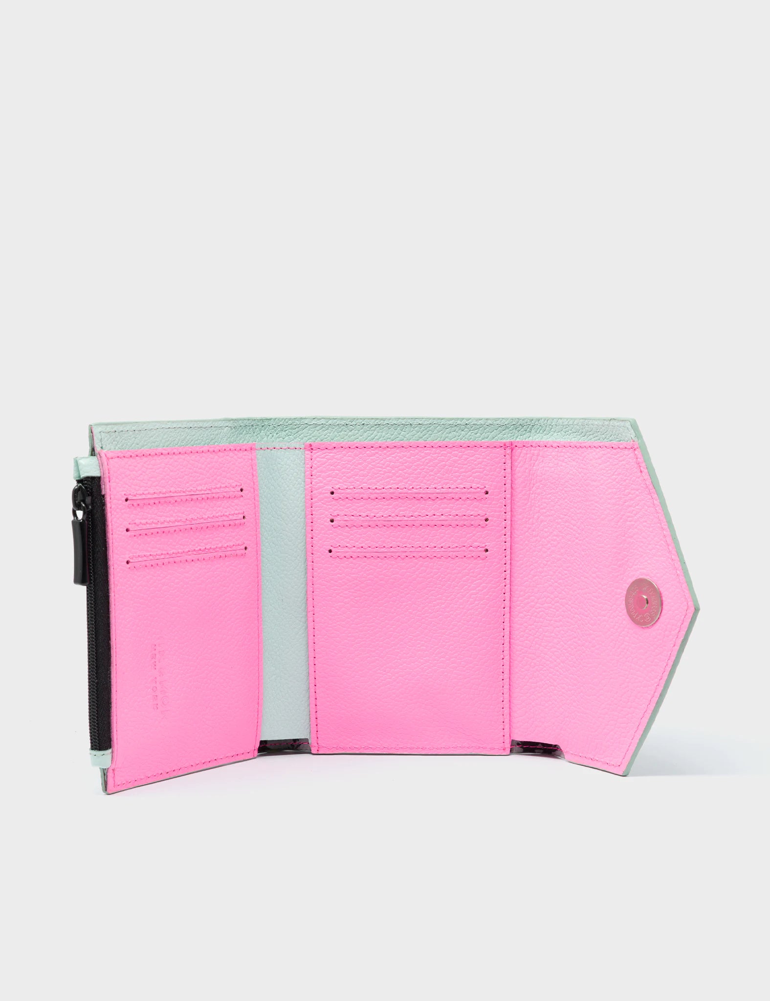 Fiona Biscay Green Leather Wallet - El Trópico Print Design - Inside 