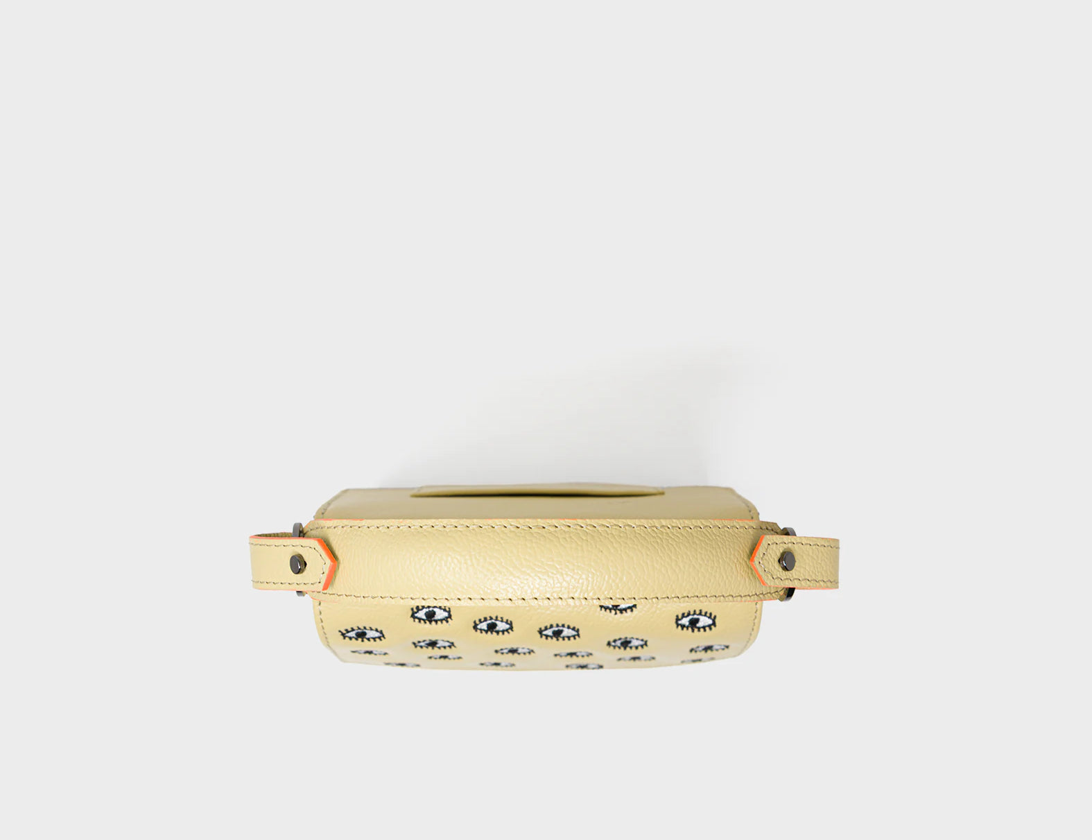 Anastasio Micro Crossbody Handbag Cream and Cocoon Leather - Cubes Design - Top View