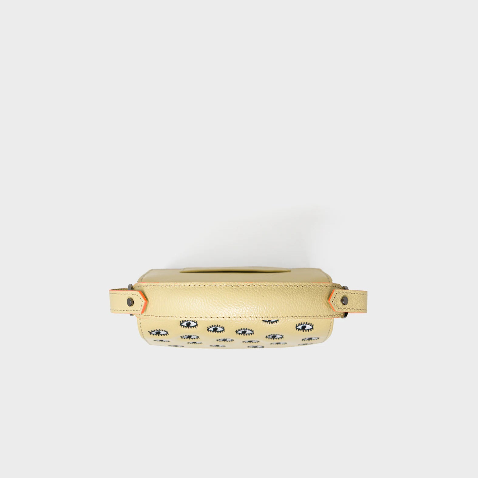 Anastasio Micro Crossbody Handbag Cream and Cocoon Leather - Cubes Design - Top View
