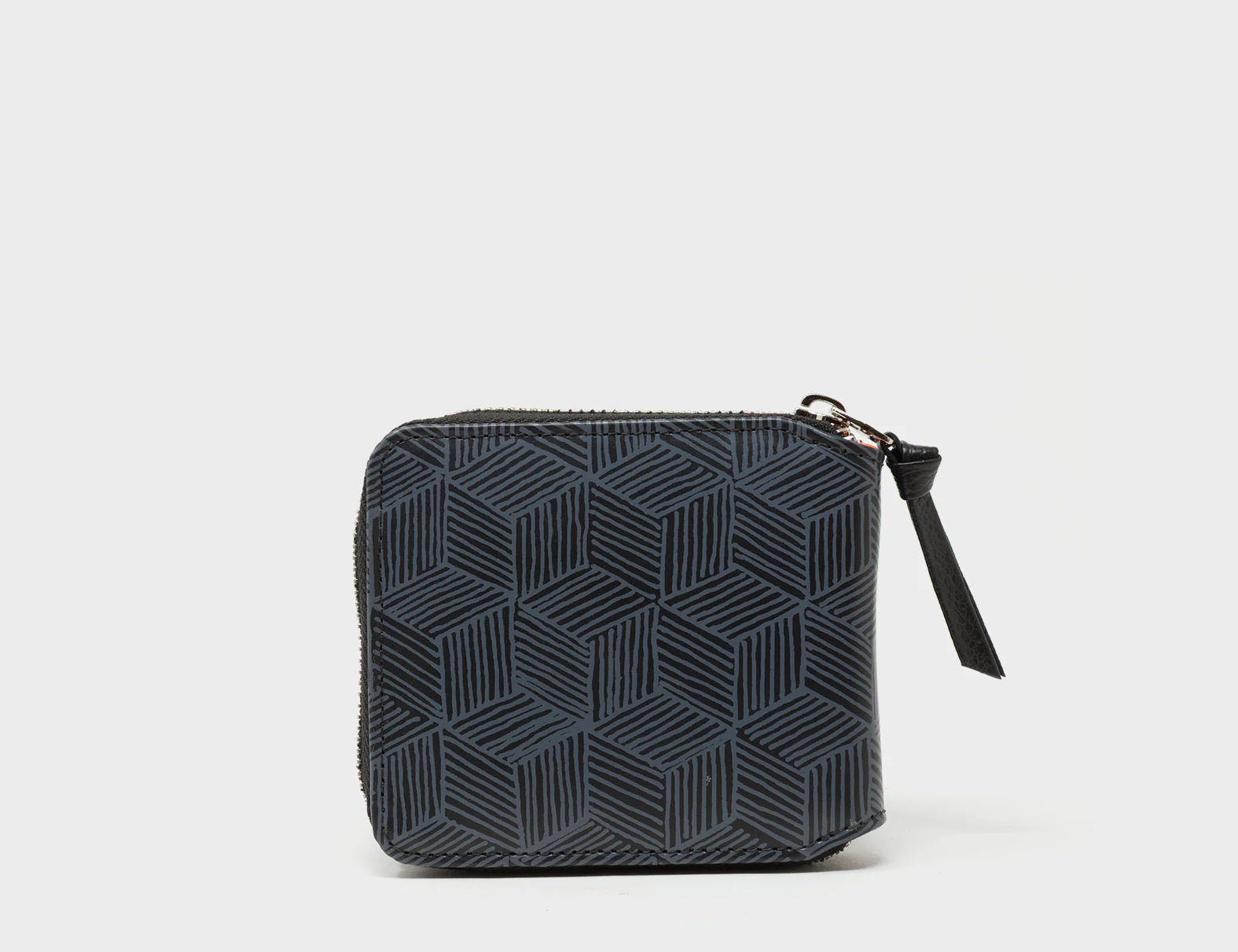 Fedor Black Leather Wallet - Cubes Design - Back VIew