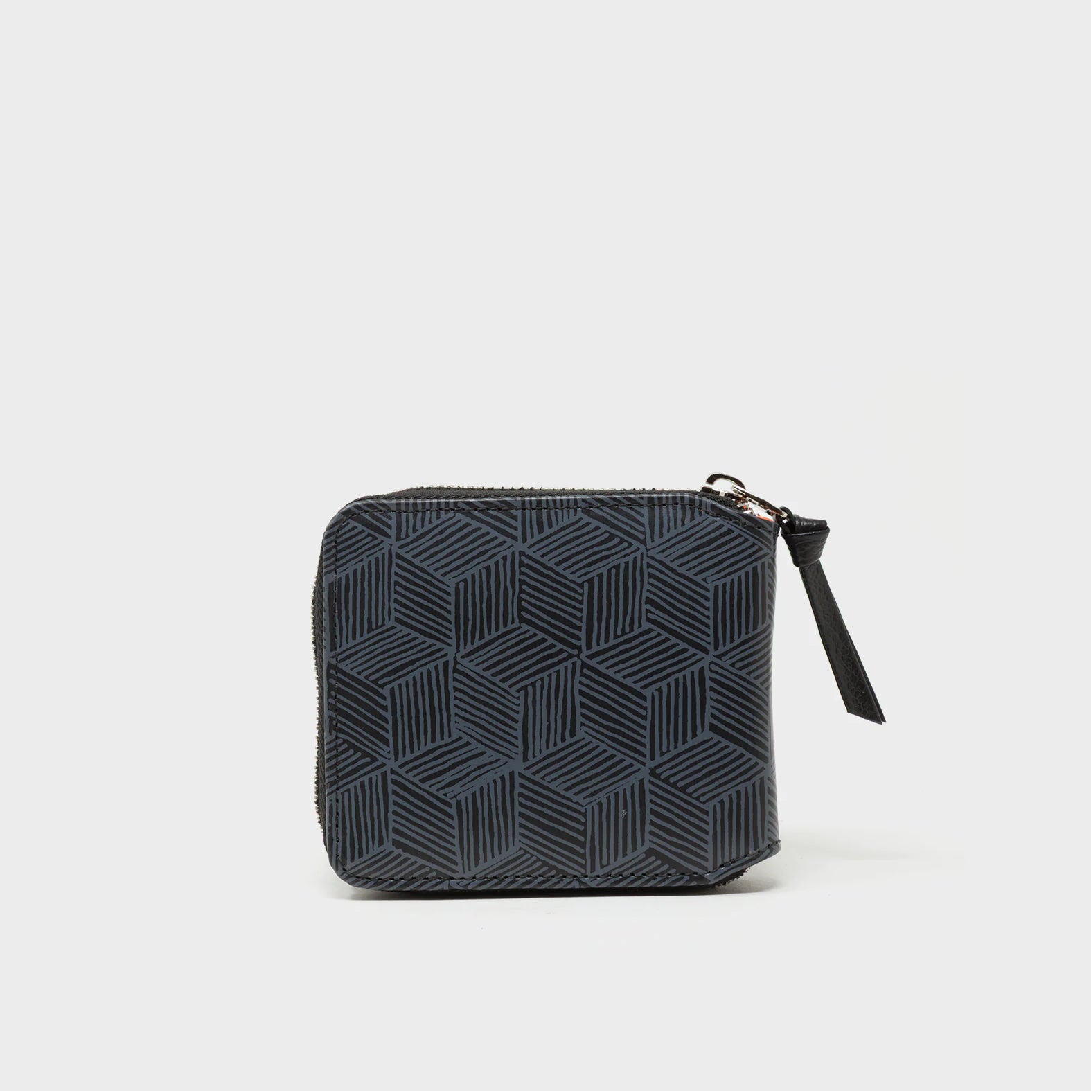 Fedor Black Leather Wallet - Cubes Design - Back VIew