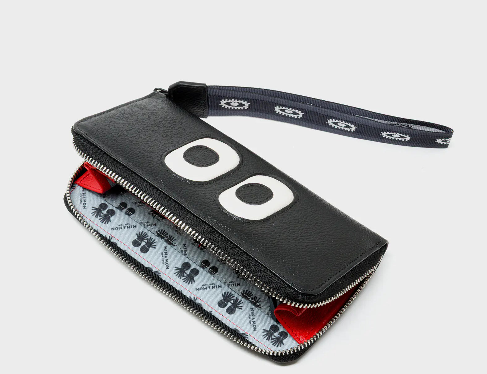 Francis Black Leather Wallet - Look Up Design - Open