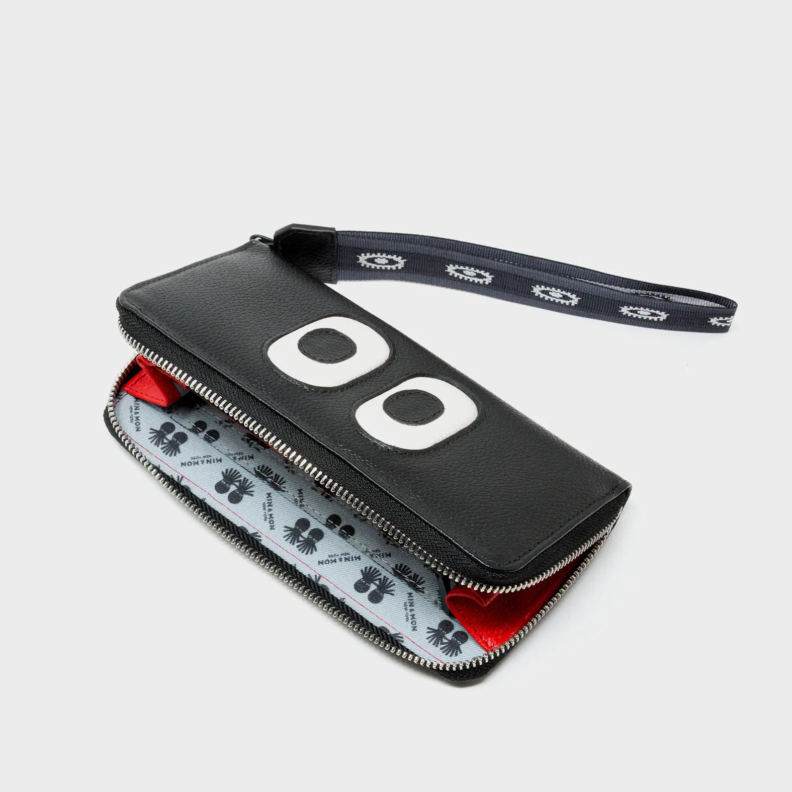 Francis Black Leather Wallet - Look Up Design - Open