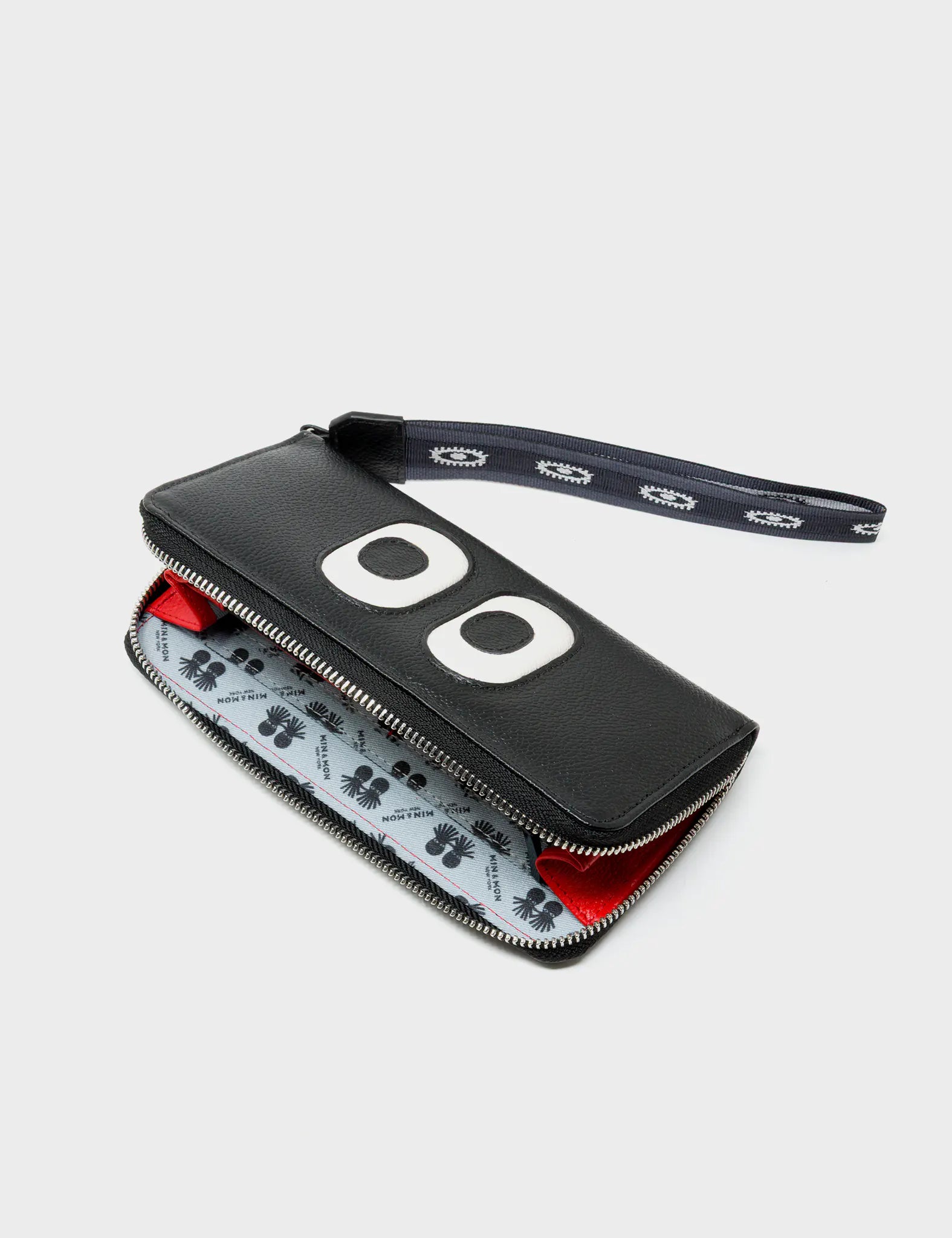 Francis Black Leather Wallet - Look Up Design - Open
