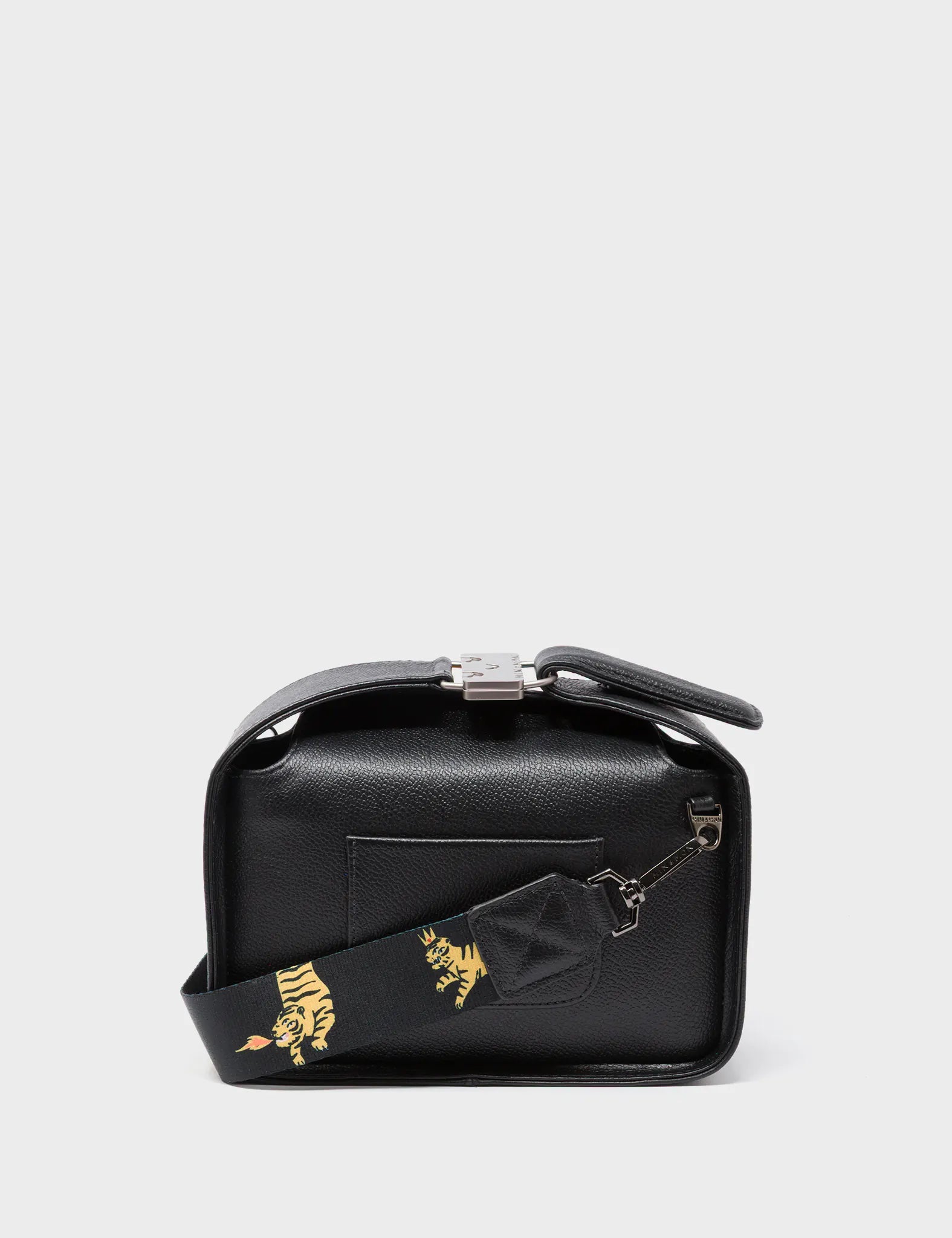 Benji Mini Crossbody Black Leather Bag - Autumn Blush Embroidery - Back View