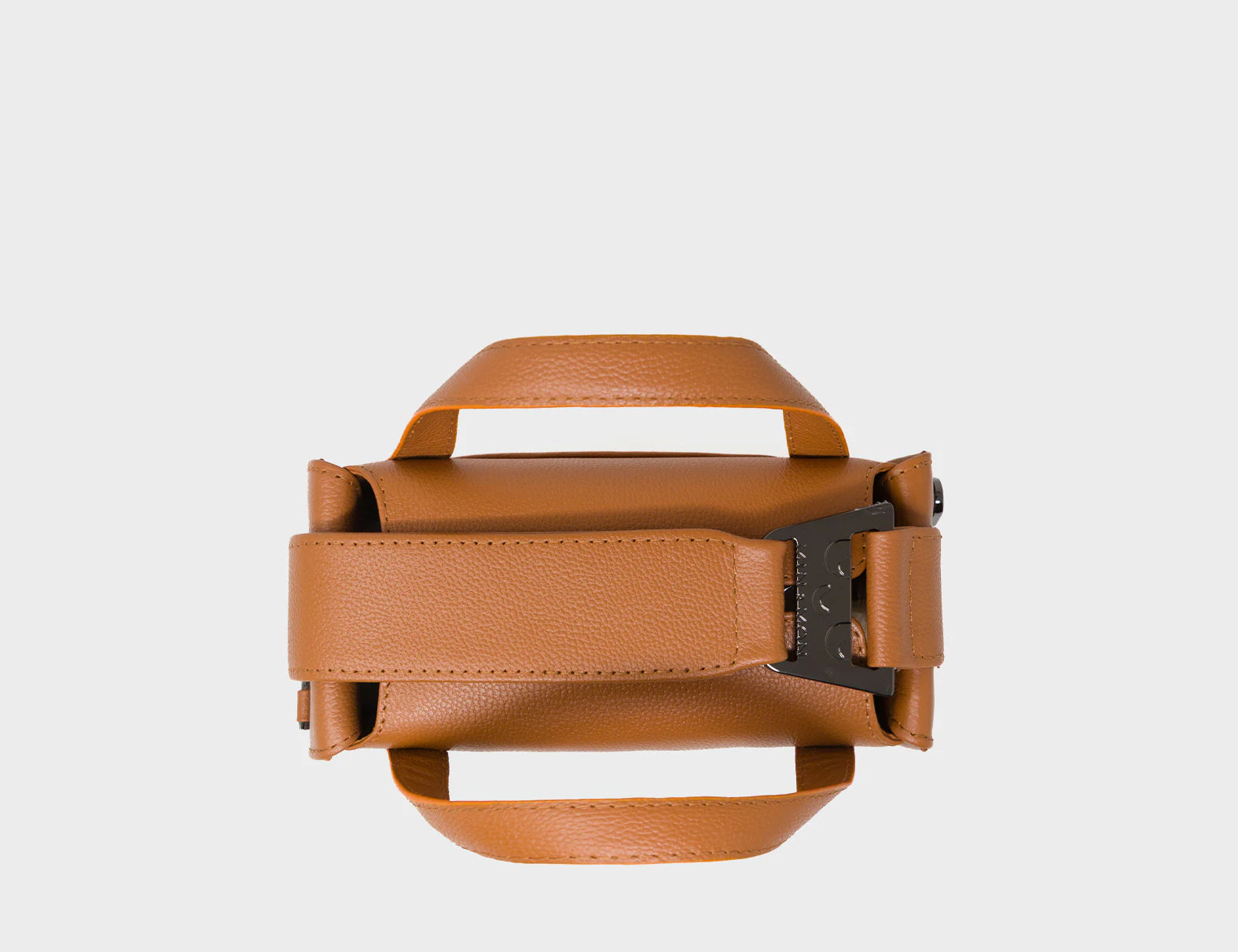 Benji Micro Crossbody Caramel Leather Bag - Eyes Engraved - Top