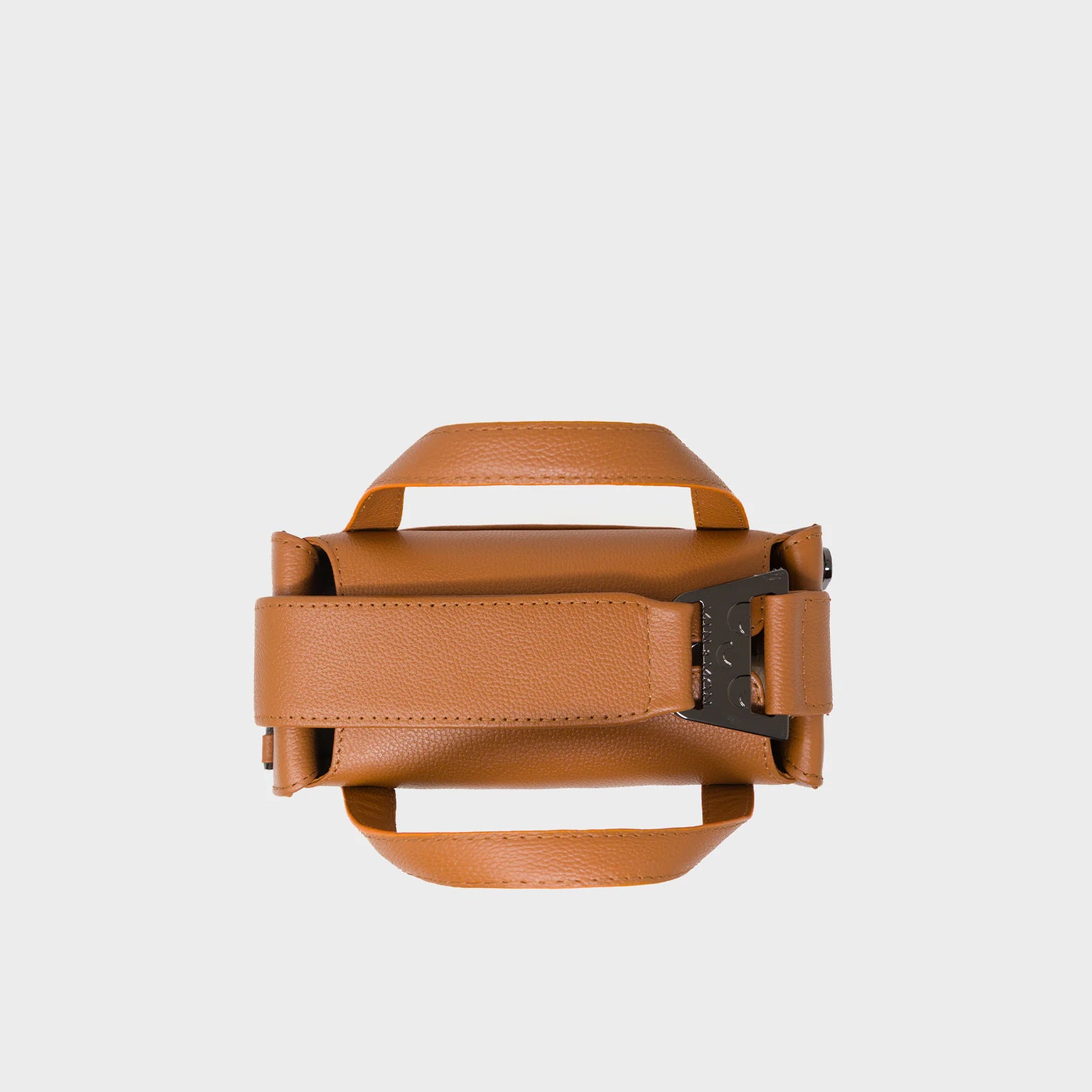 Benji Micro Crossbody Caramel Leather Bag - Eyes Engraved - Top