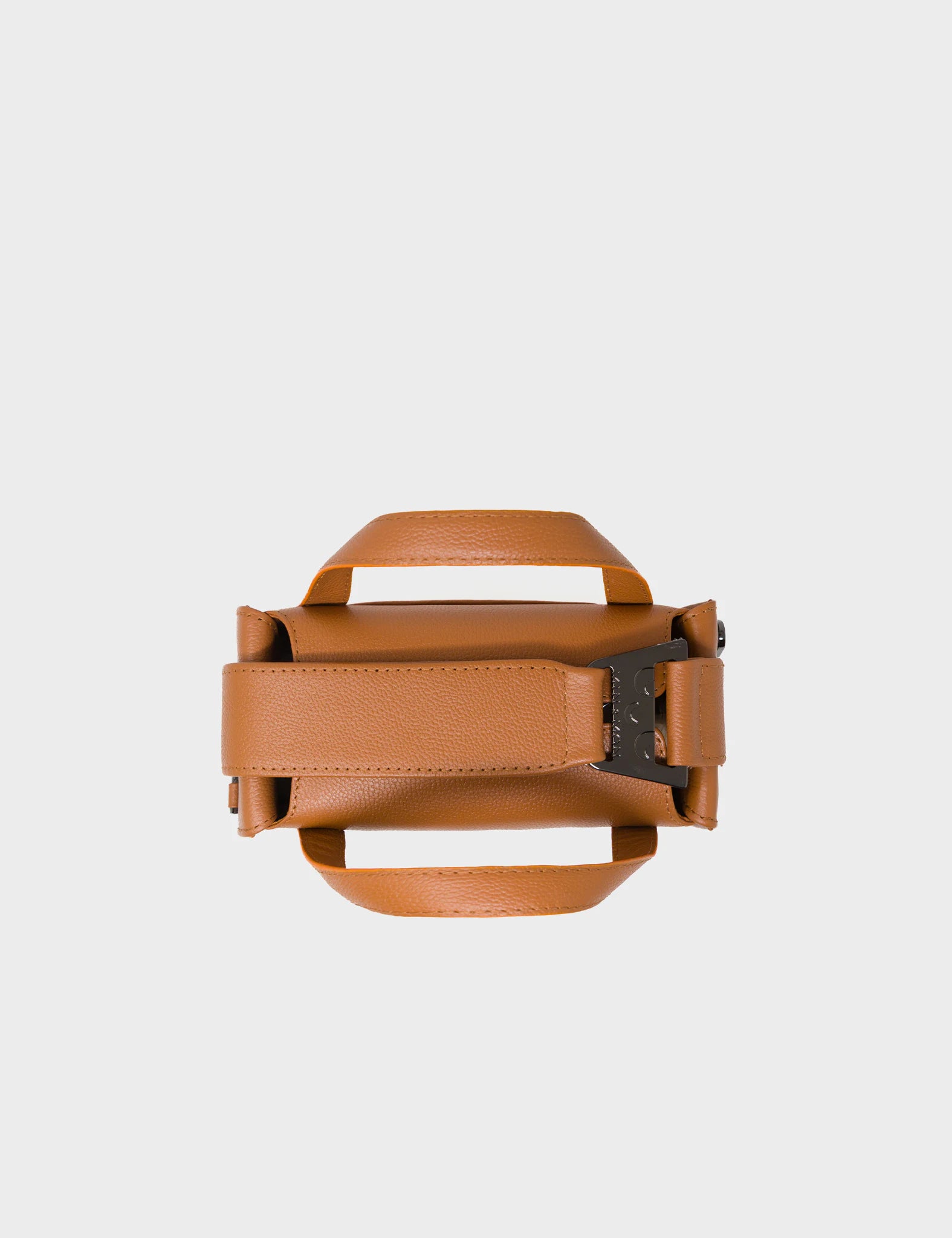 Benji Micro Crossbody Caramel Leather Bag - Eyes Engraved - Top