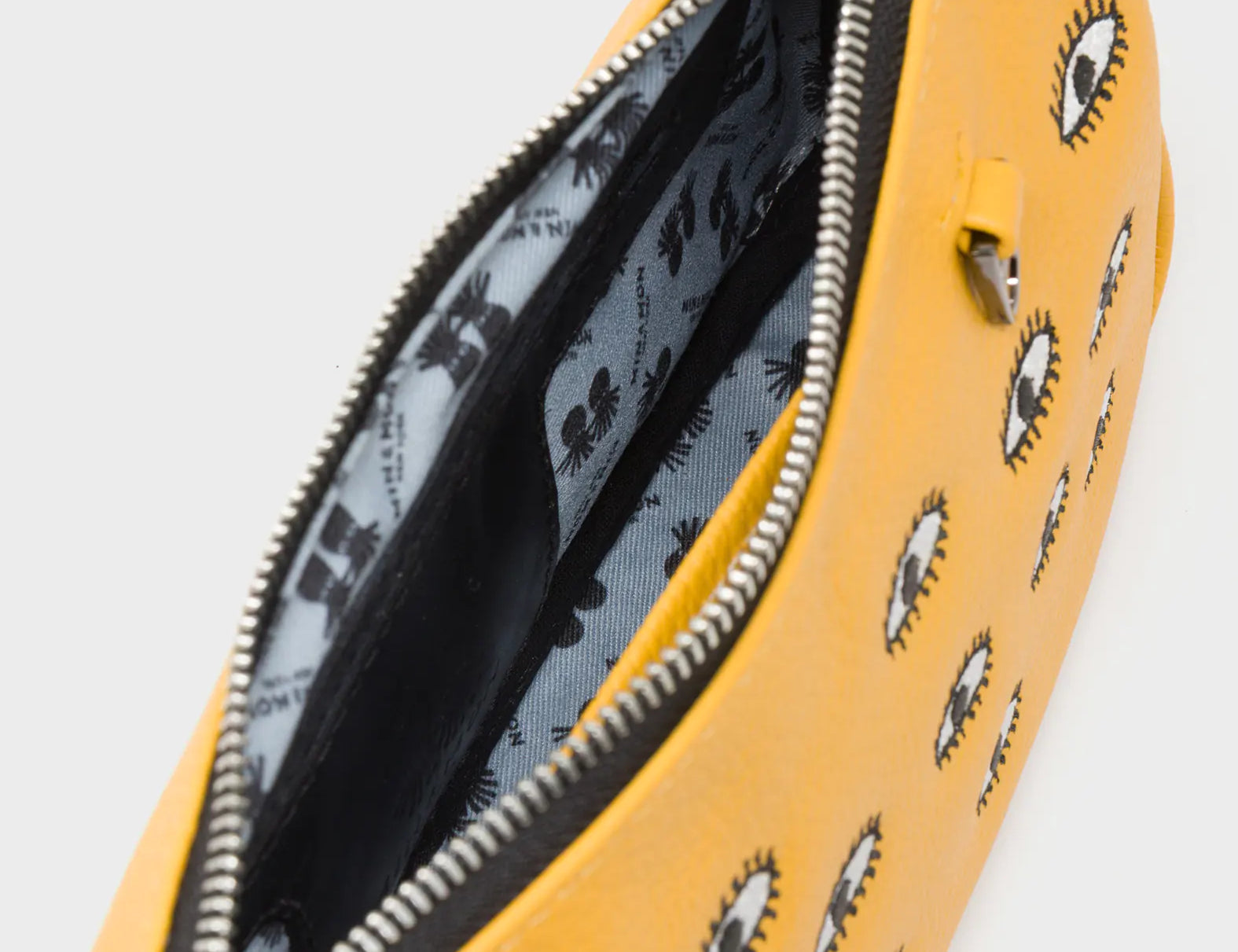 Lucas Hobo Mini Golden Glow Handbag - All Over Eyes Embroidery - Inside View