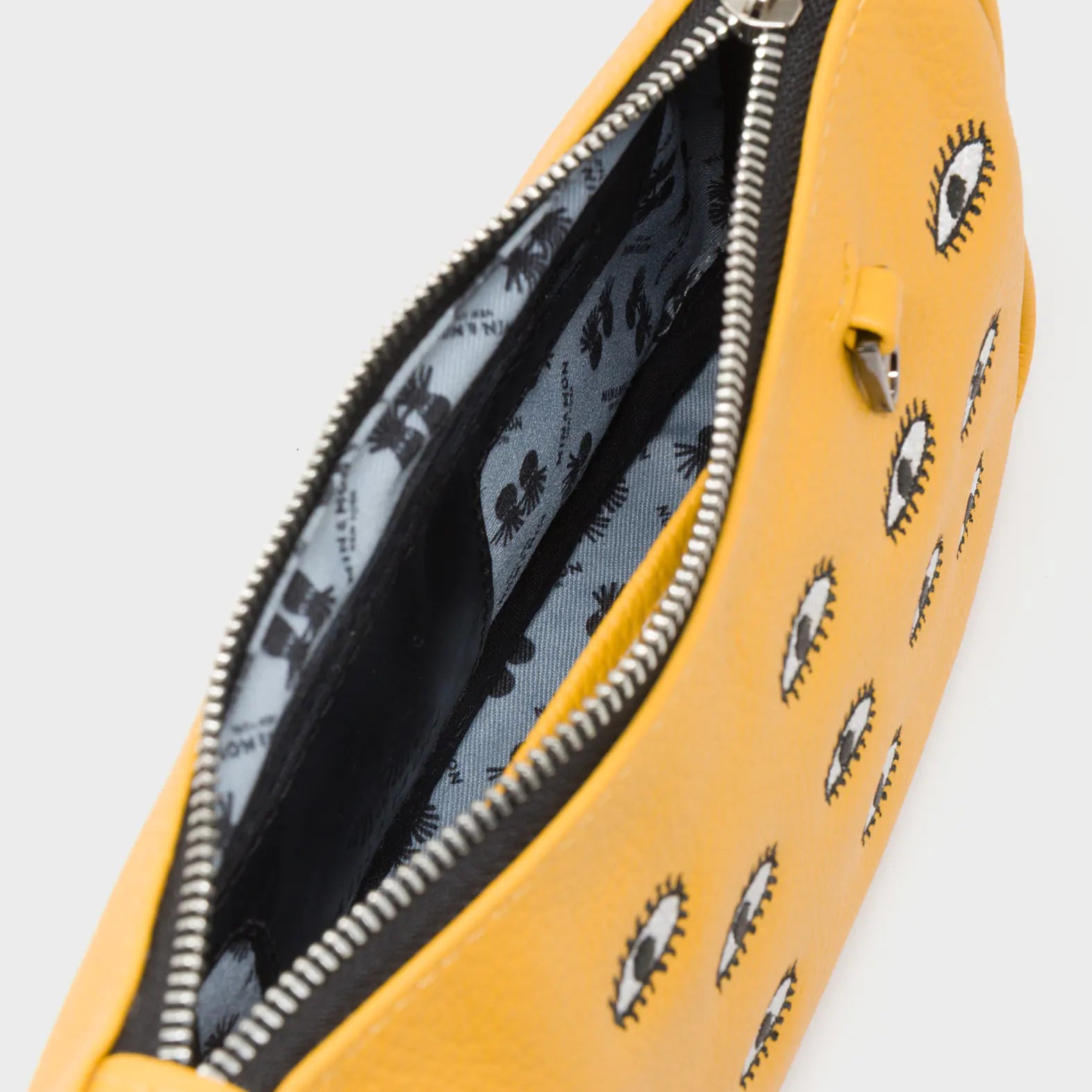 Lucas Hobo Mini Golden Glow Handbag - All Over Eyes Embroidery - Inside View