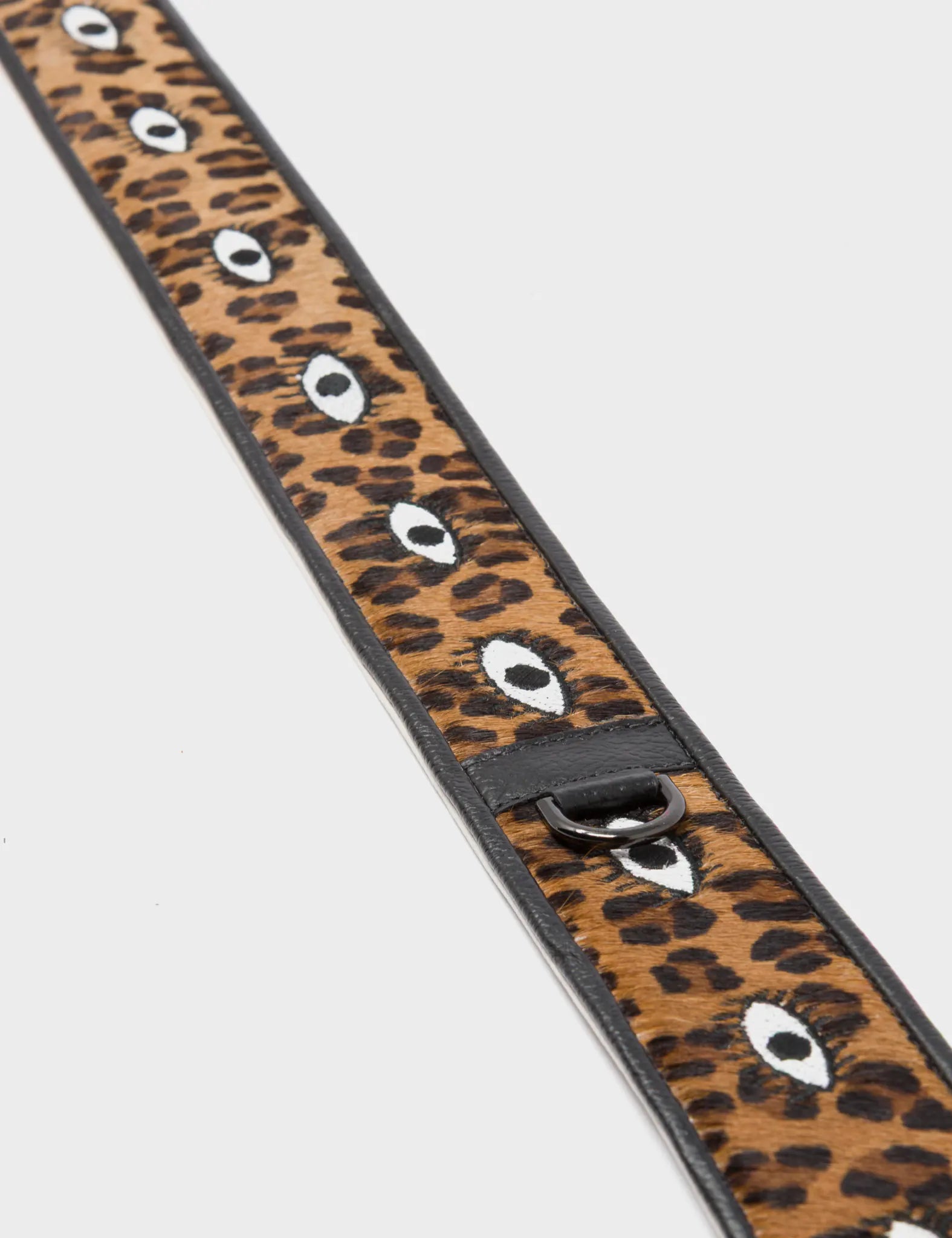 Short Detachable Animal Print Leather Strap - All Over Eyes Embroidery - Datail